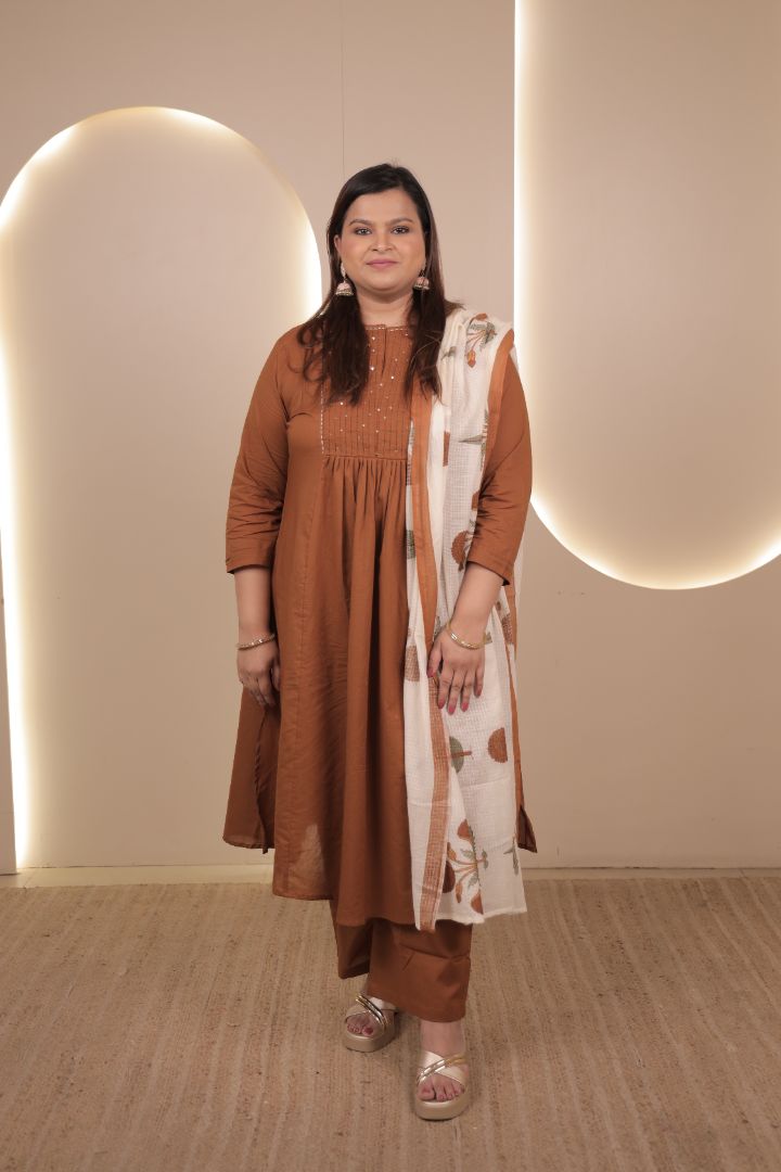 Rozana Suit Set - Brown