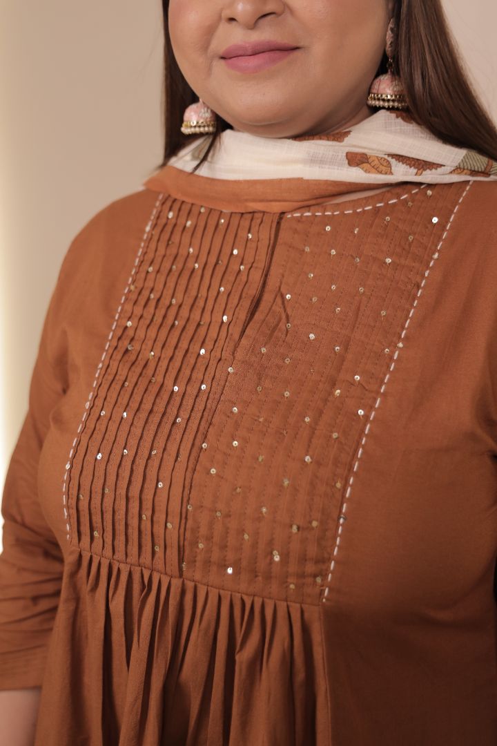 Rozana Suit Set - Brown