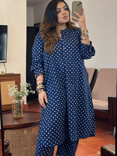 Rozana Co-ord Set - Blue Bandhej
