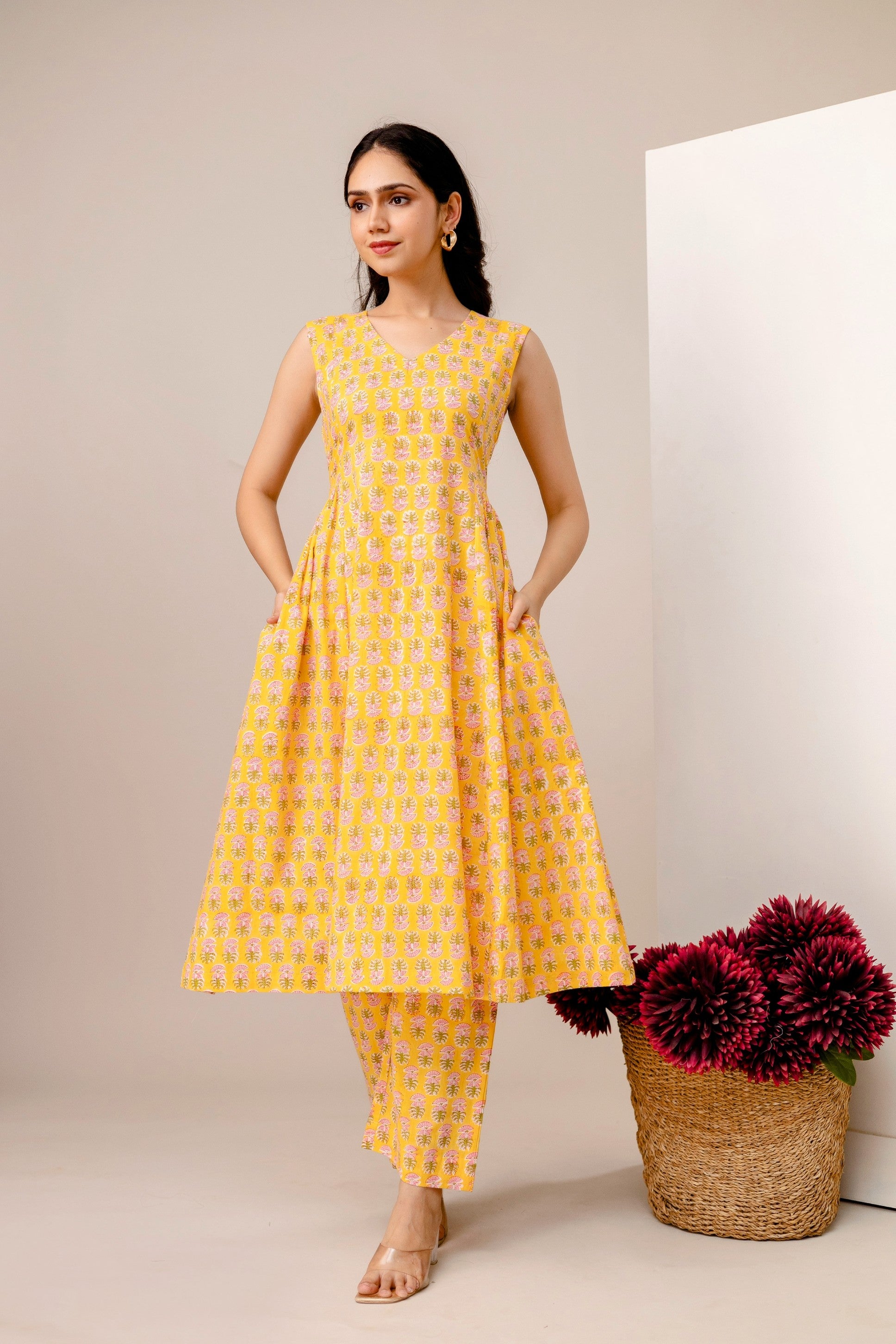 Ambar Hues Co-ord Set - Yellow Butti