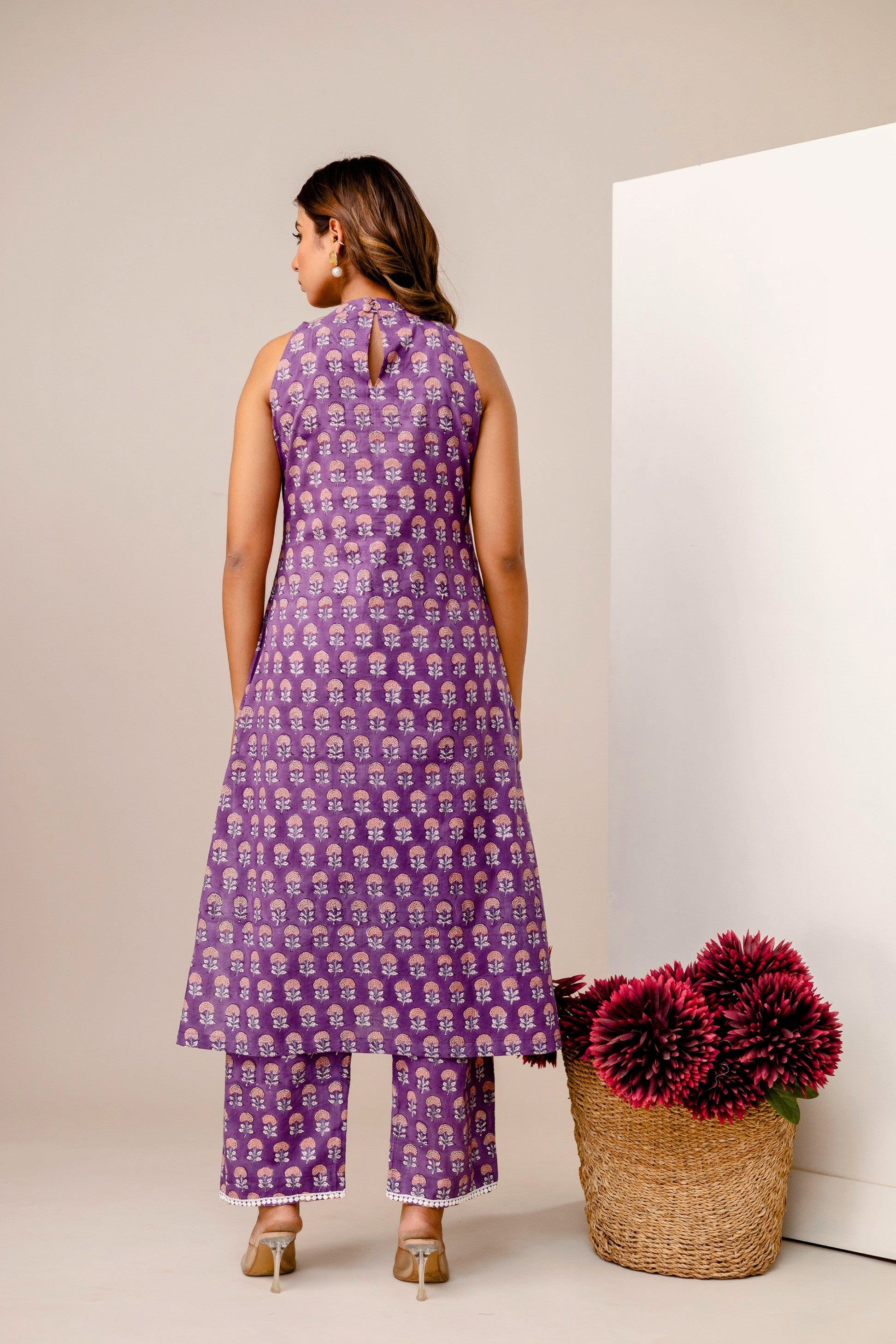 Ambar Hues Co-ord Set - Purple Butti
