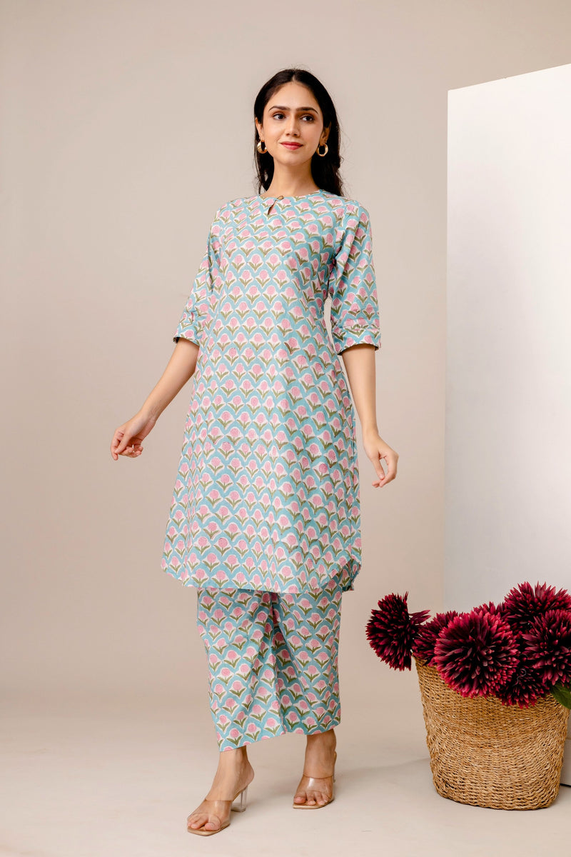 Ambar Hues Co-ord Set - Aqua Blue