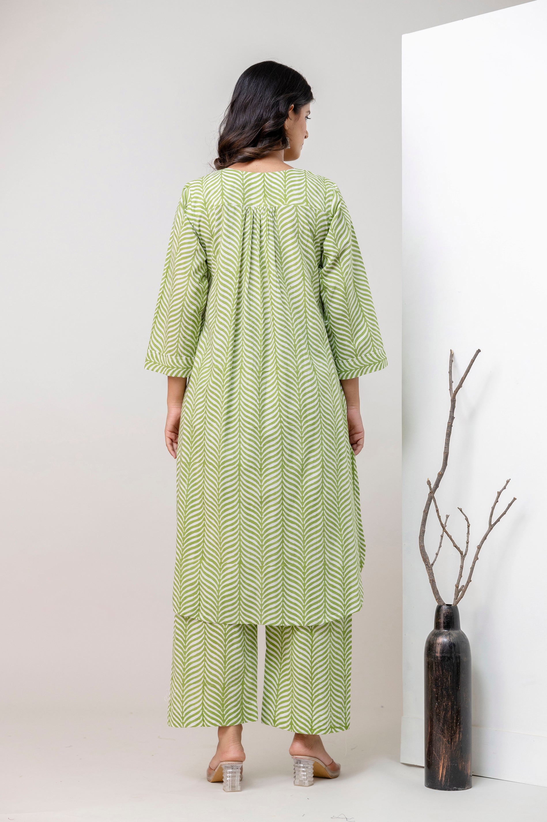 Ambar Hues Co-ord Set - Green White