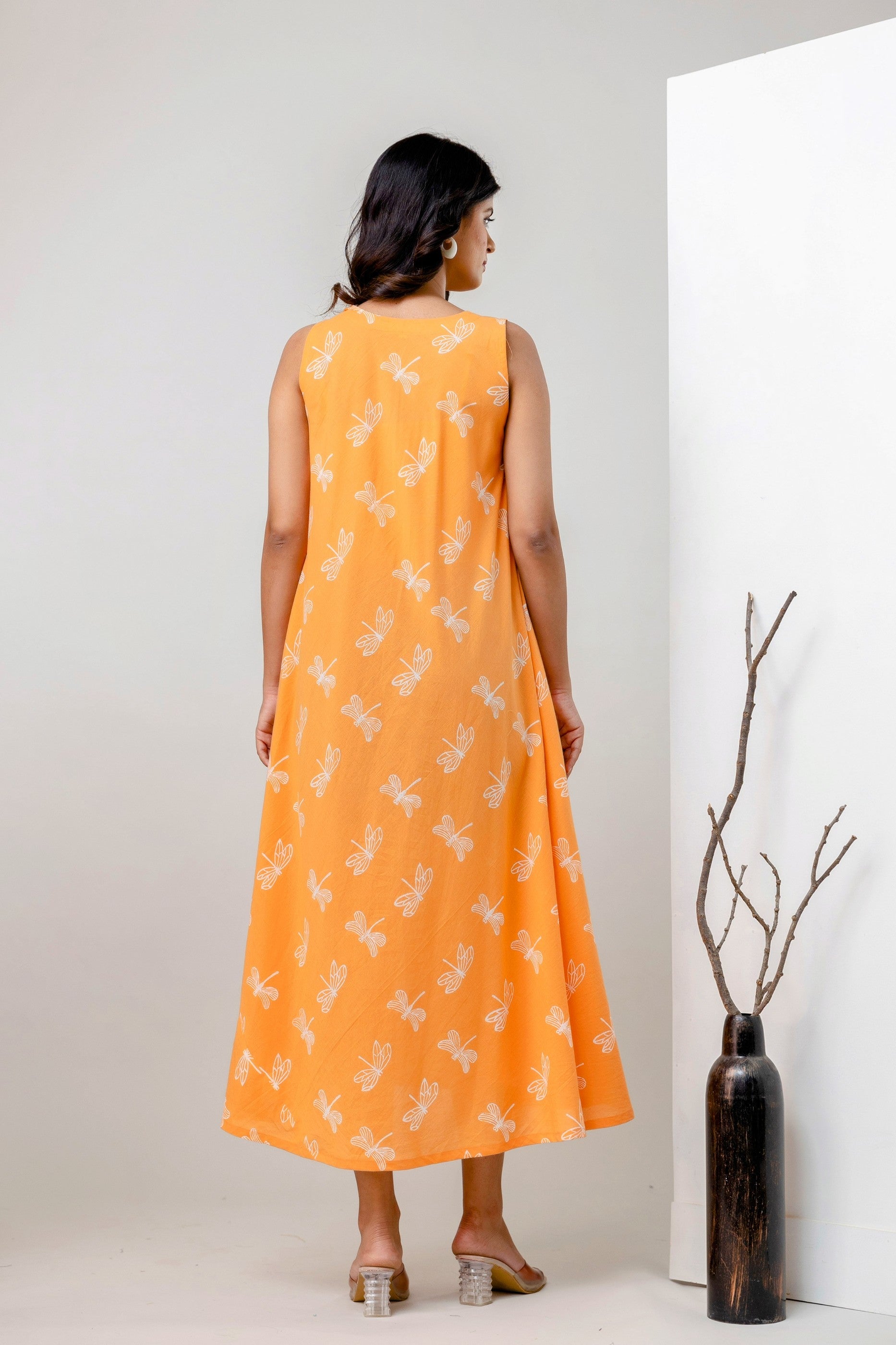 Ambar Hues Dress - Orange White