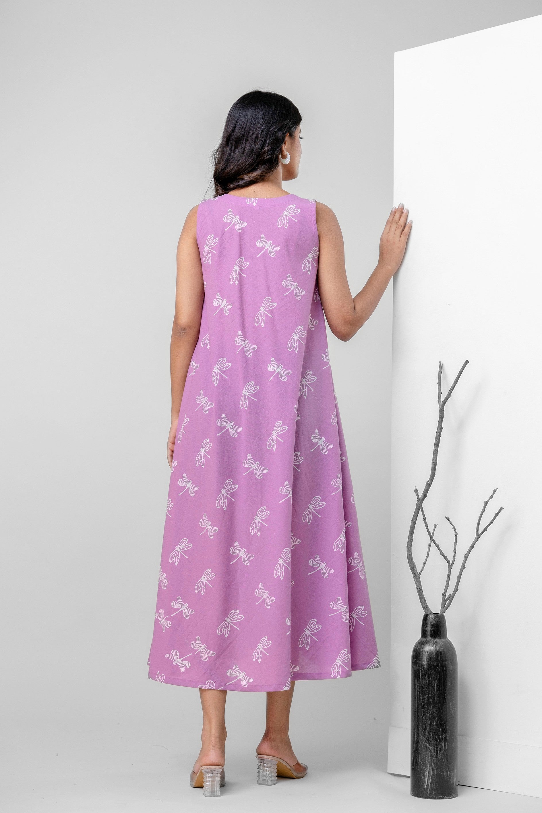 Ambar Hues Dress - Lavender White