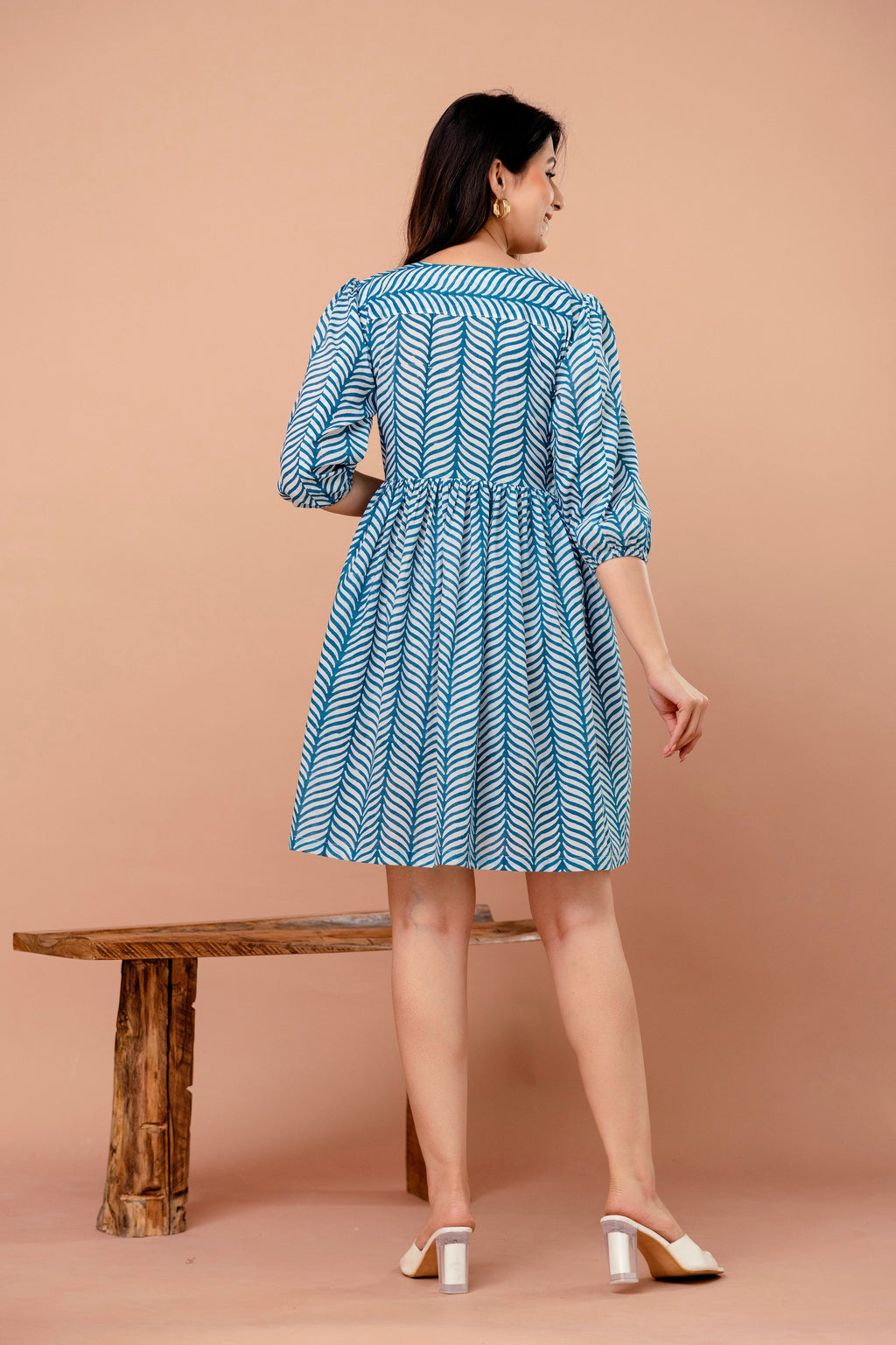 Ambar Hues Dress - Blue White