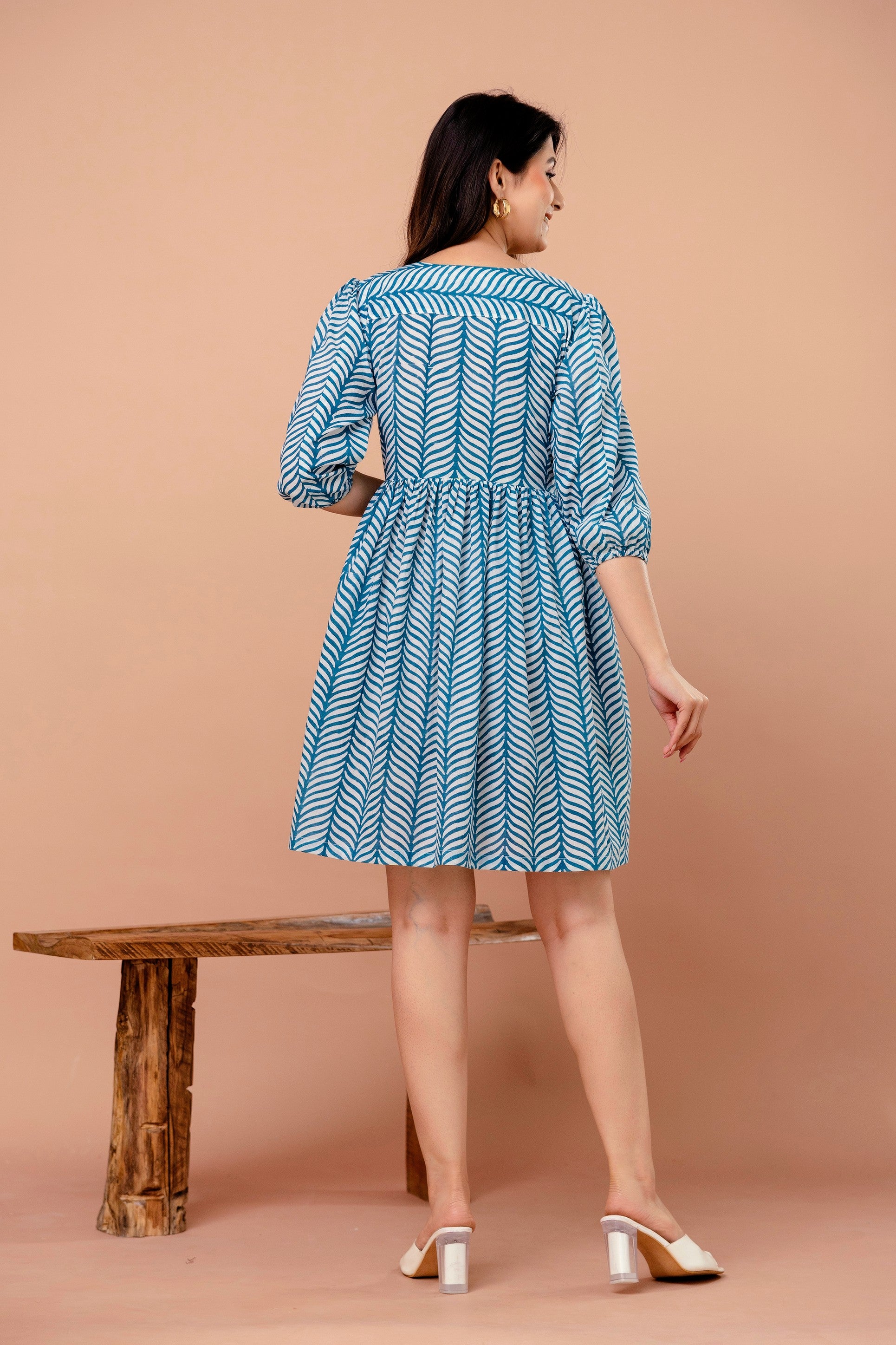 Ambar Hues Dress - Blue White