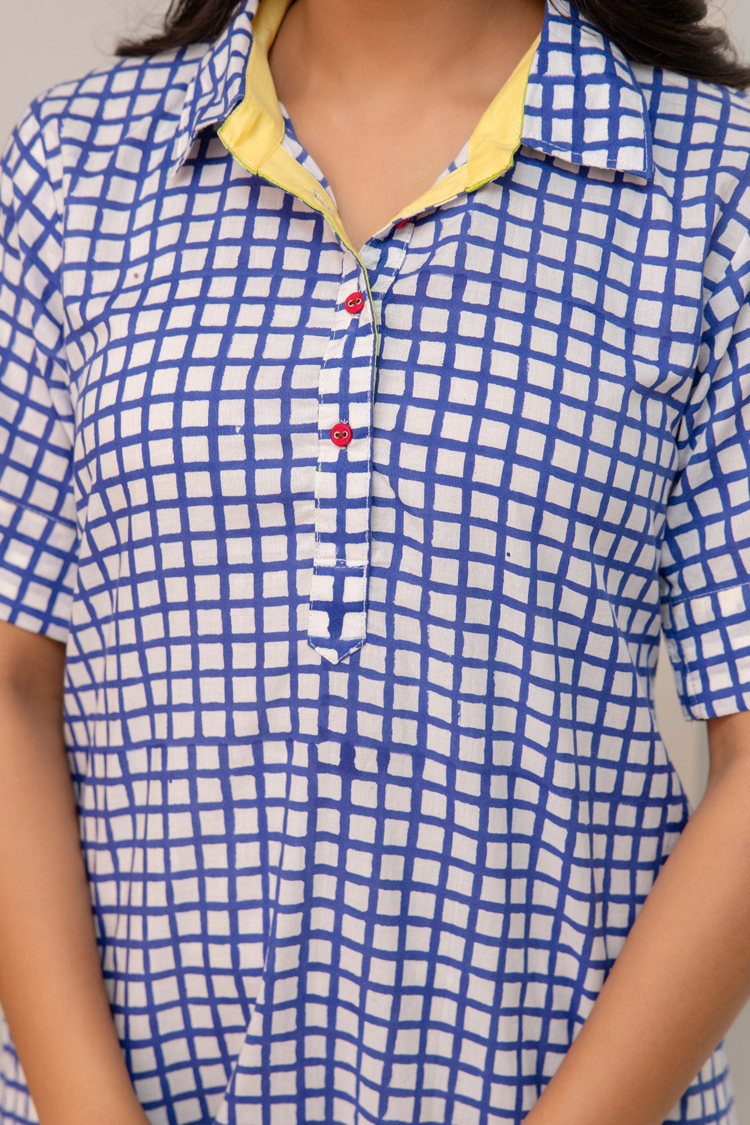 Ambar Hues Dress - Blue Check