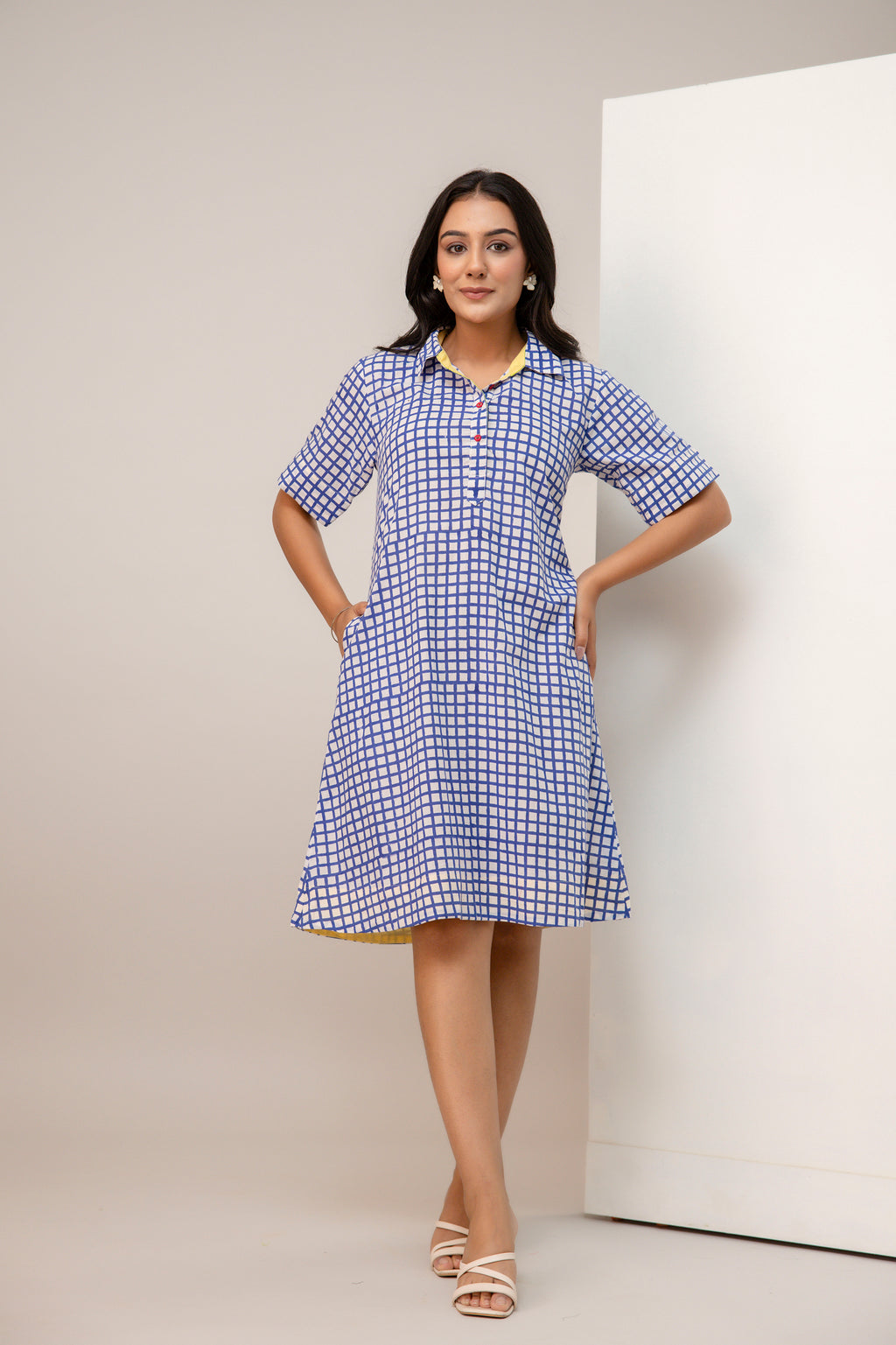 Ambar Hues Dress - Blue Check