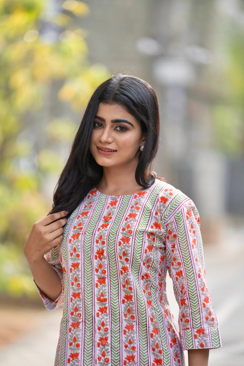 Mughal Motif Dress - Rust Cream