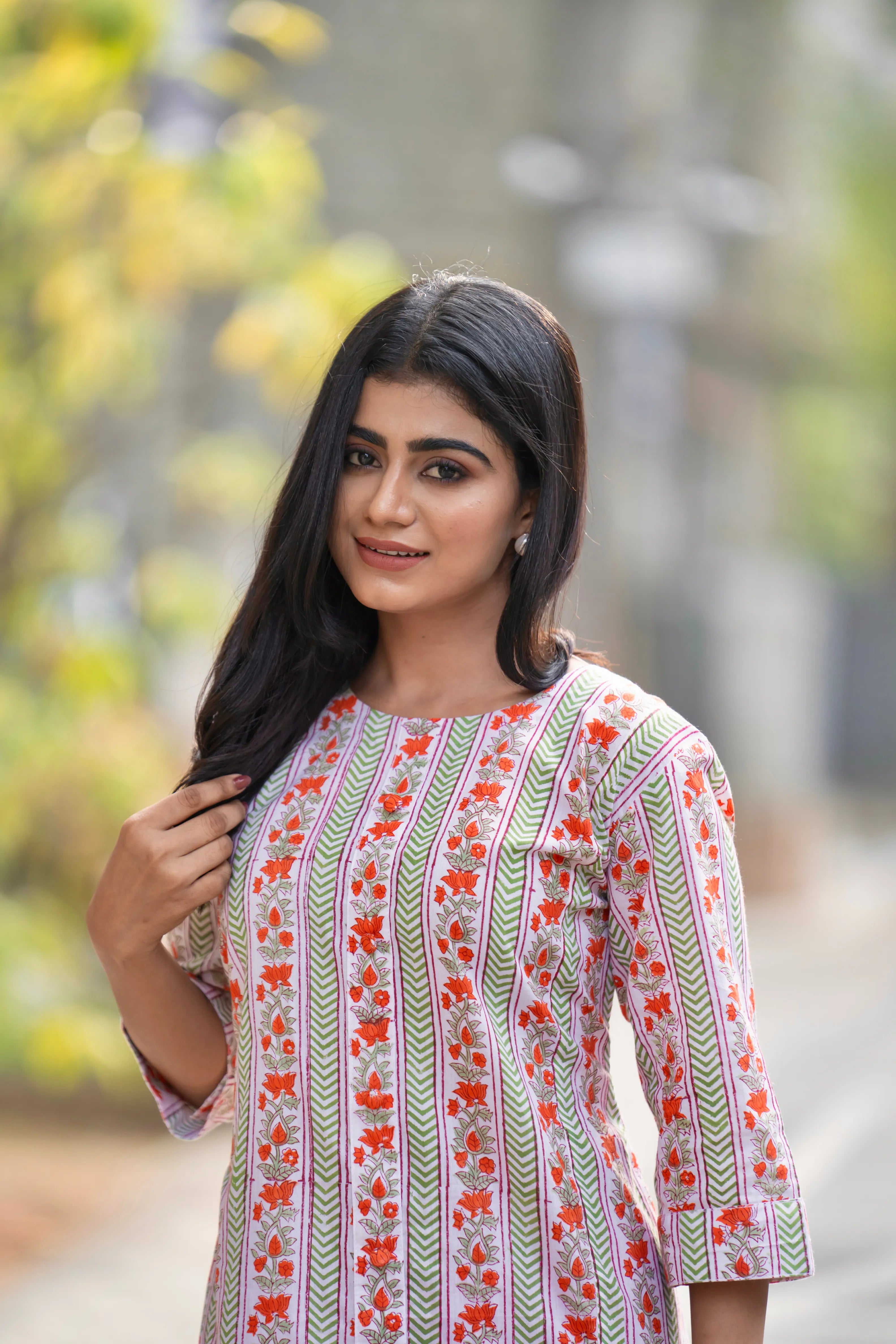 Mughal Motif Dress - Rust Cream