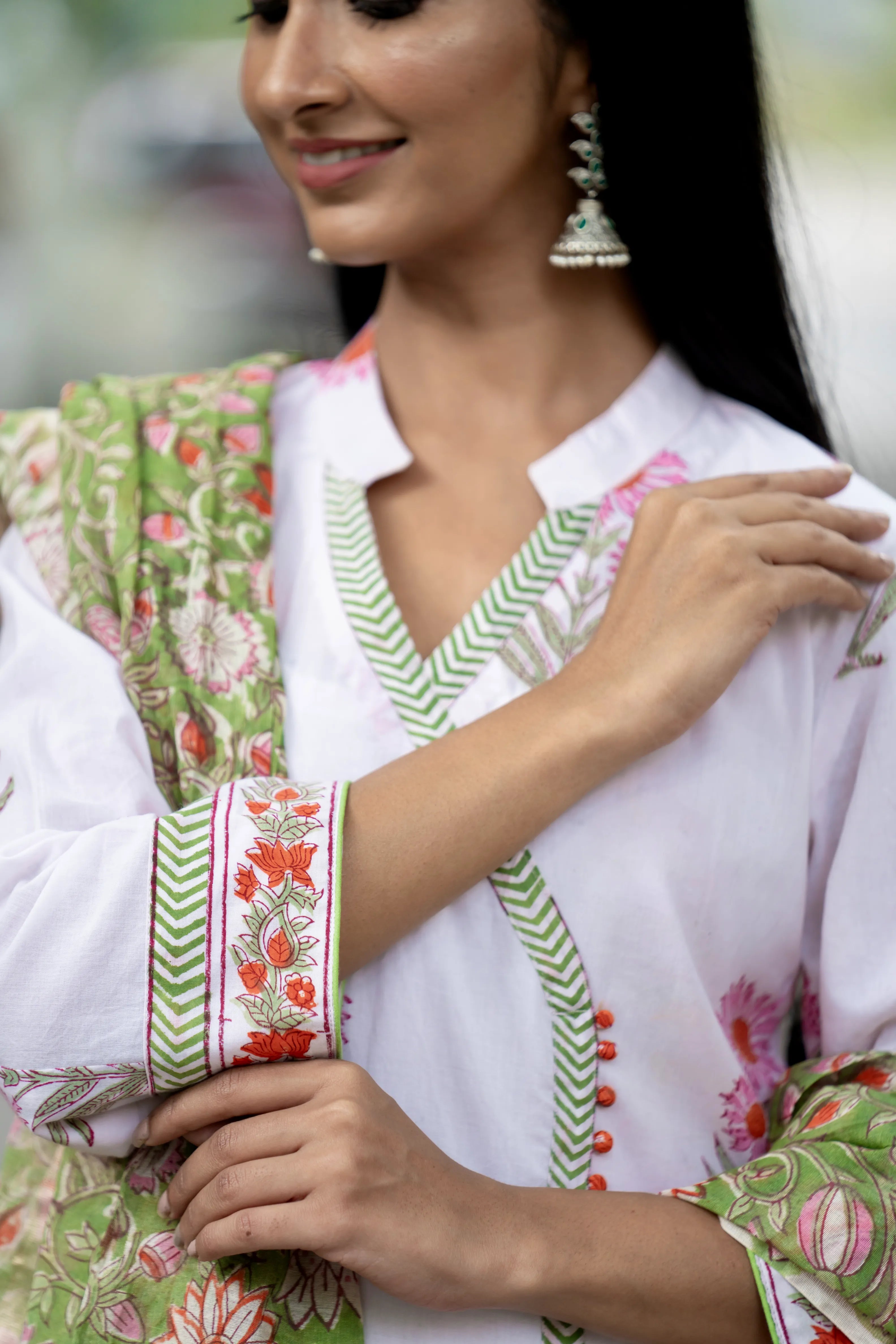 Mughal Motif Suit Set - Cream Rust