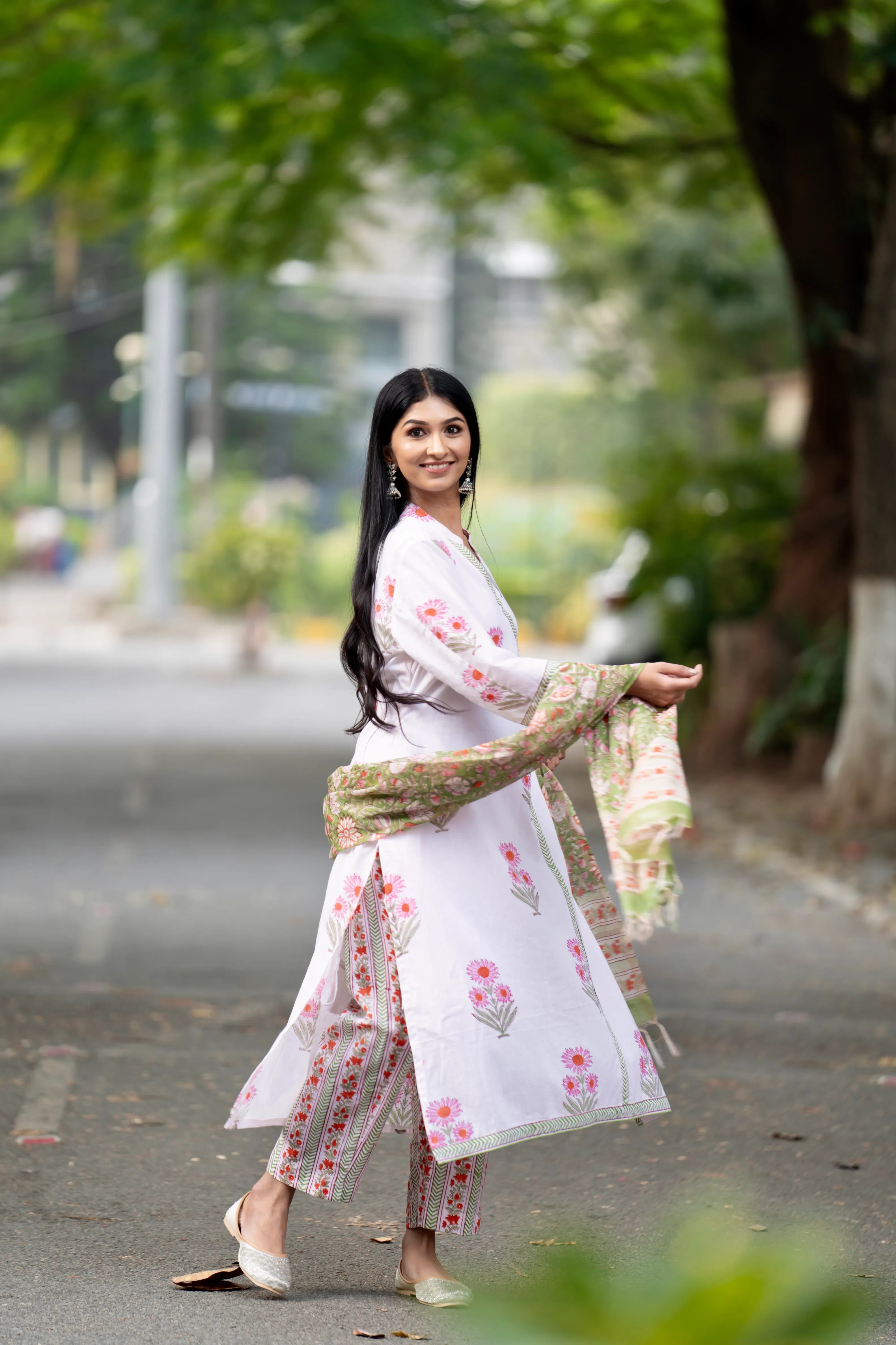Mughal Motif Suit Set - Cream Rust