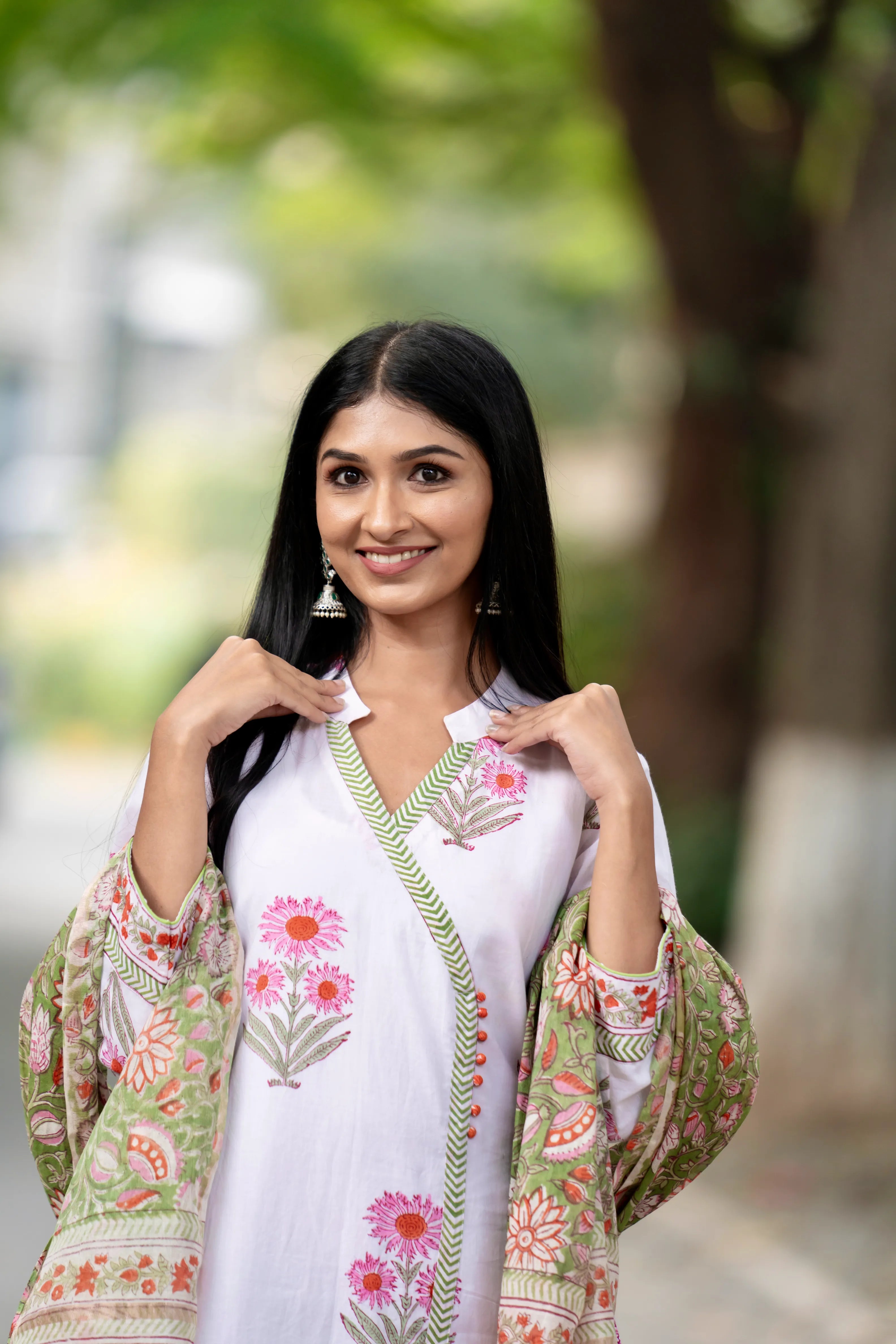 Mughal Motif Suit Set - Cream Rust