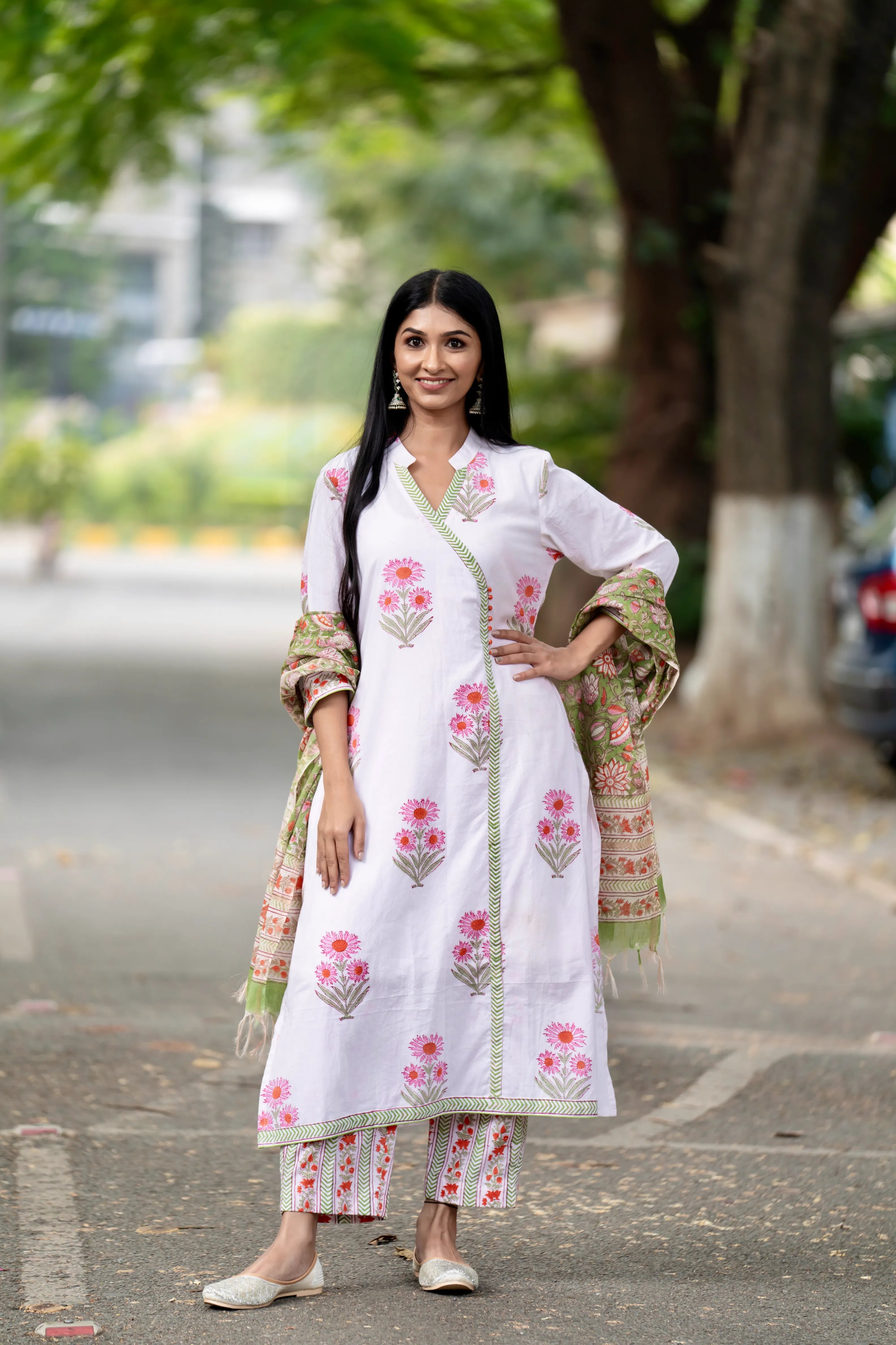 Mughal Motif Suit Set - Cream Rust
