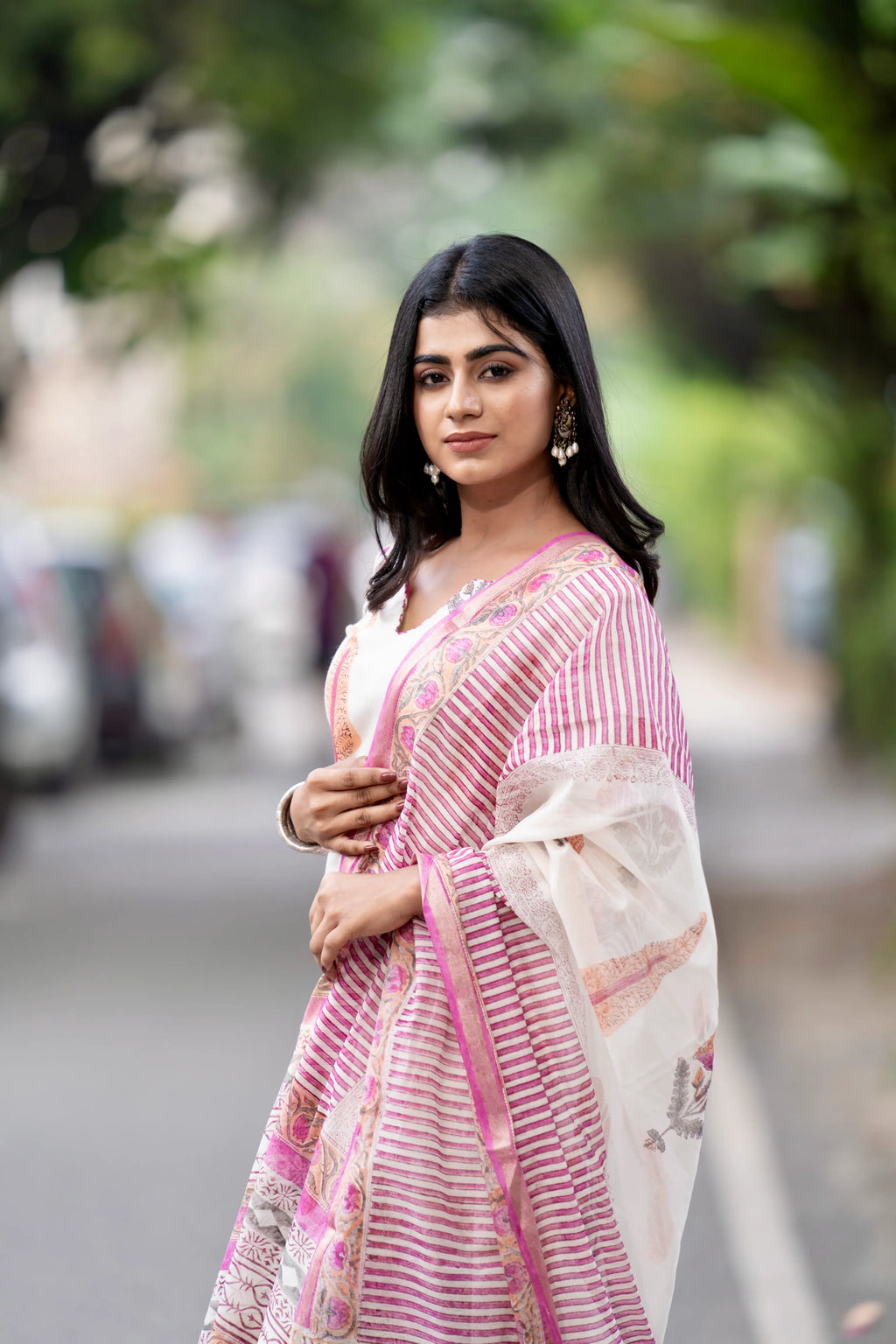 Mughal Motif Suit Set - Cream Pink
