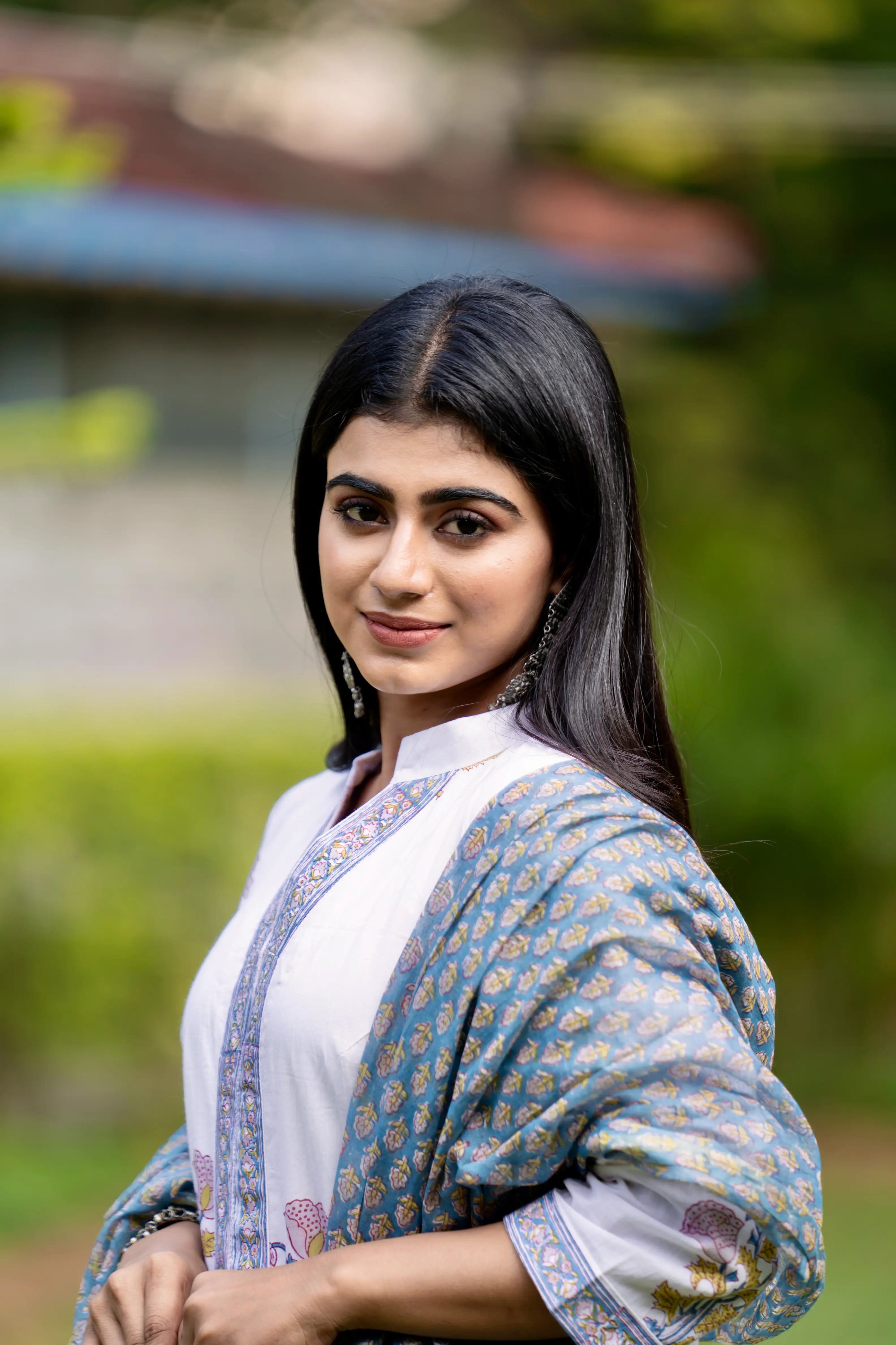 Mughal Motif Suit Set - Blue White