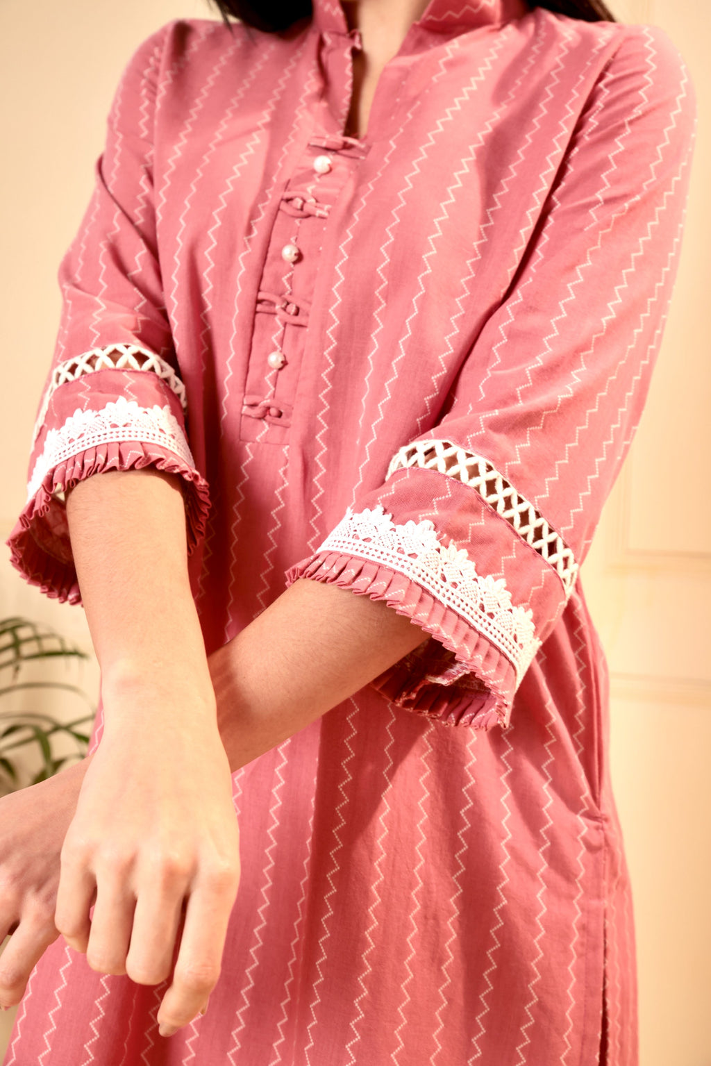 Raahi Co-ord Set - Pink White