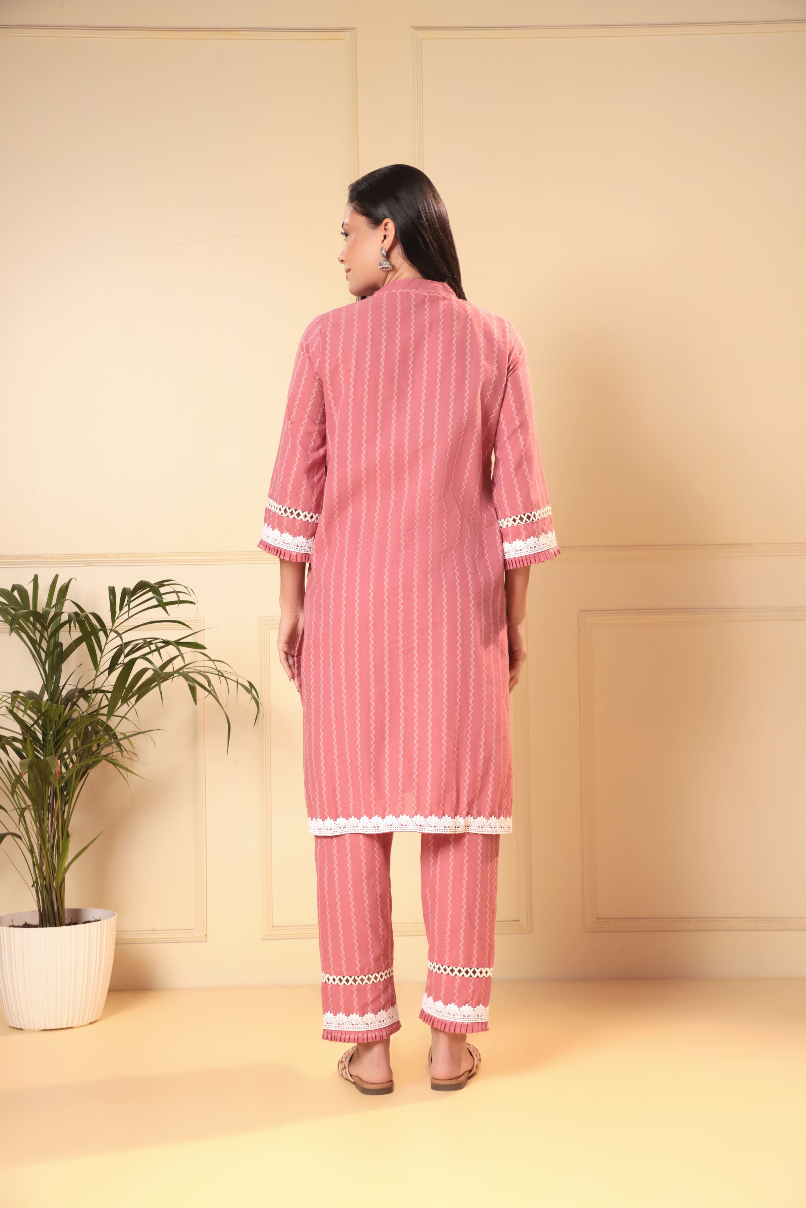 Raahi Co-ord Set - Pink White