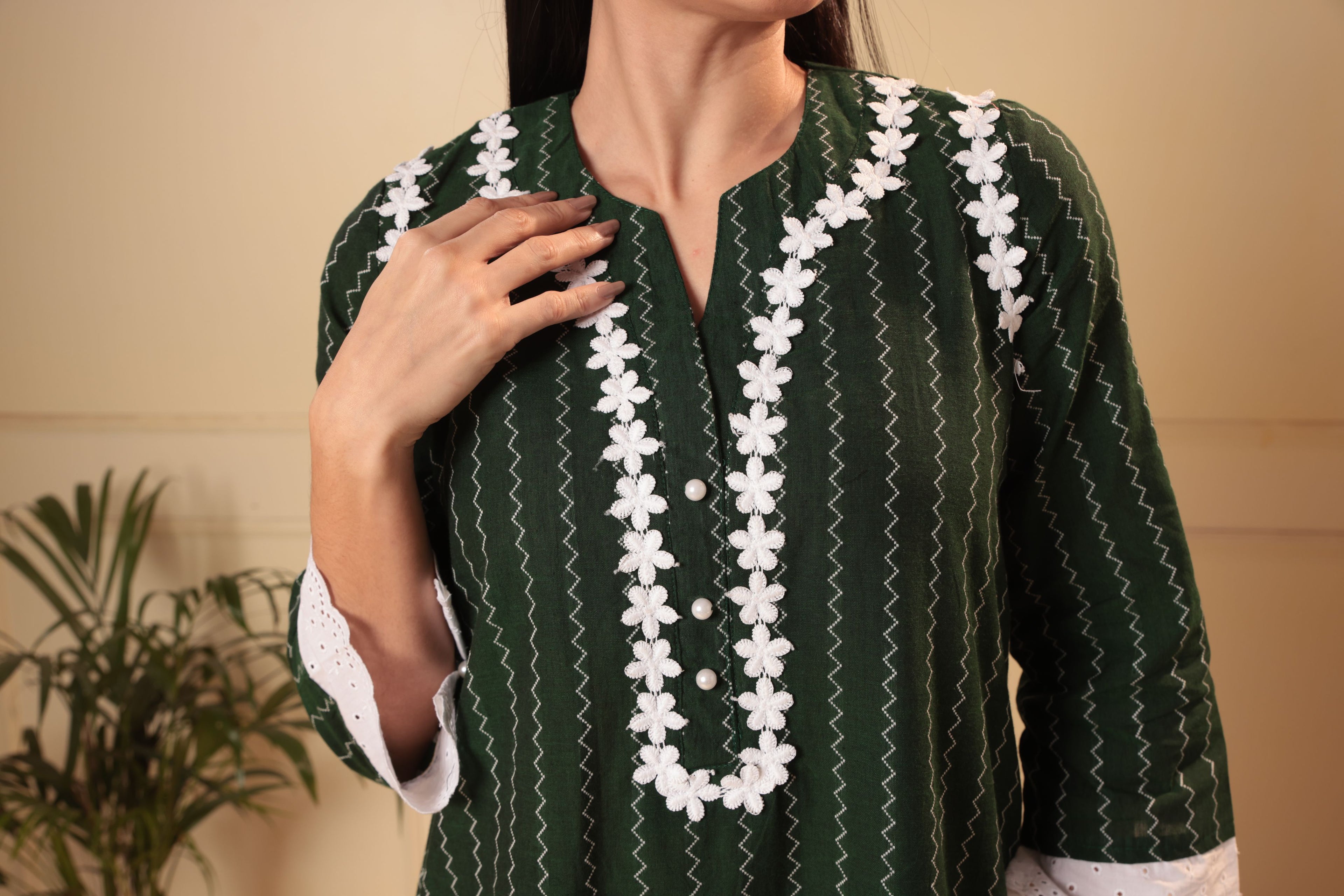 Raahi Co-ord Set - Green White