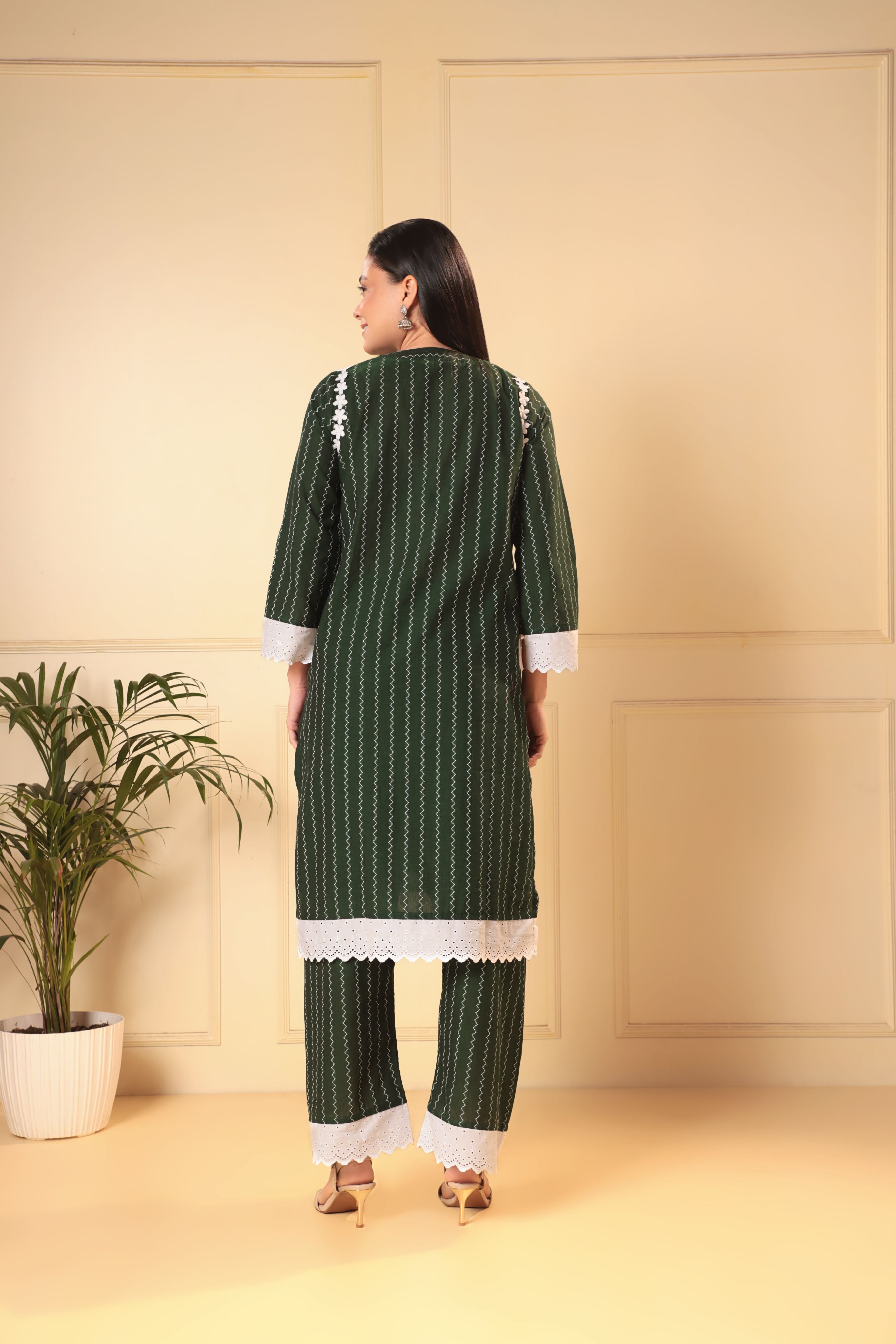 Raahi Co-ord Set - Green White