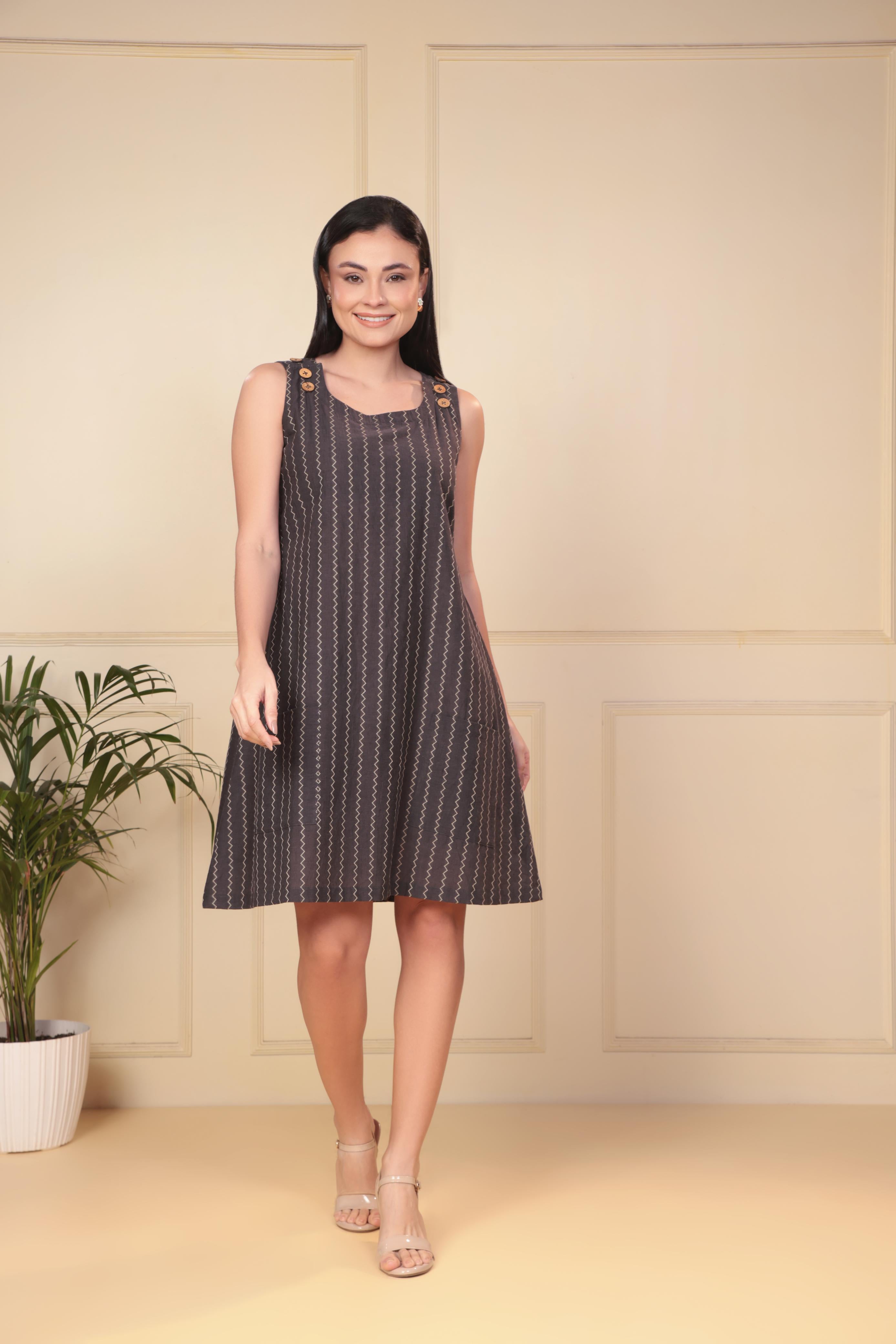Raahi Dress - Grey White