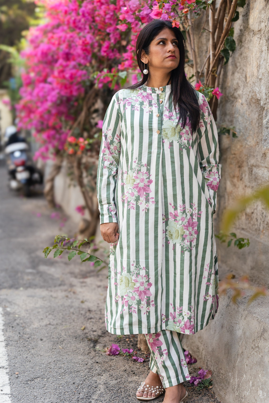 Rozana Co-ord Set - Green Stripes