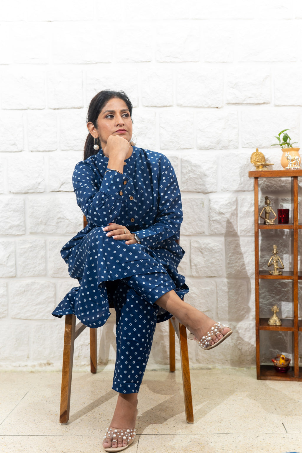 Rozana Co-ord Set - Blue Bandhej