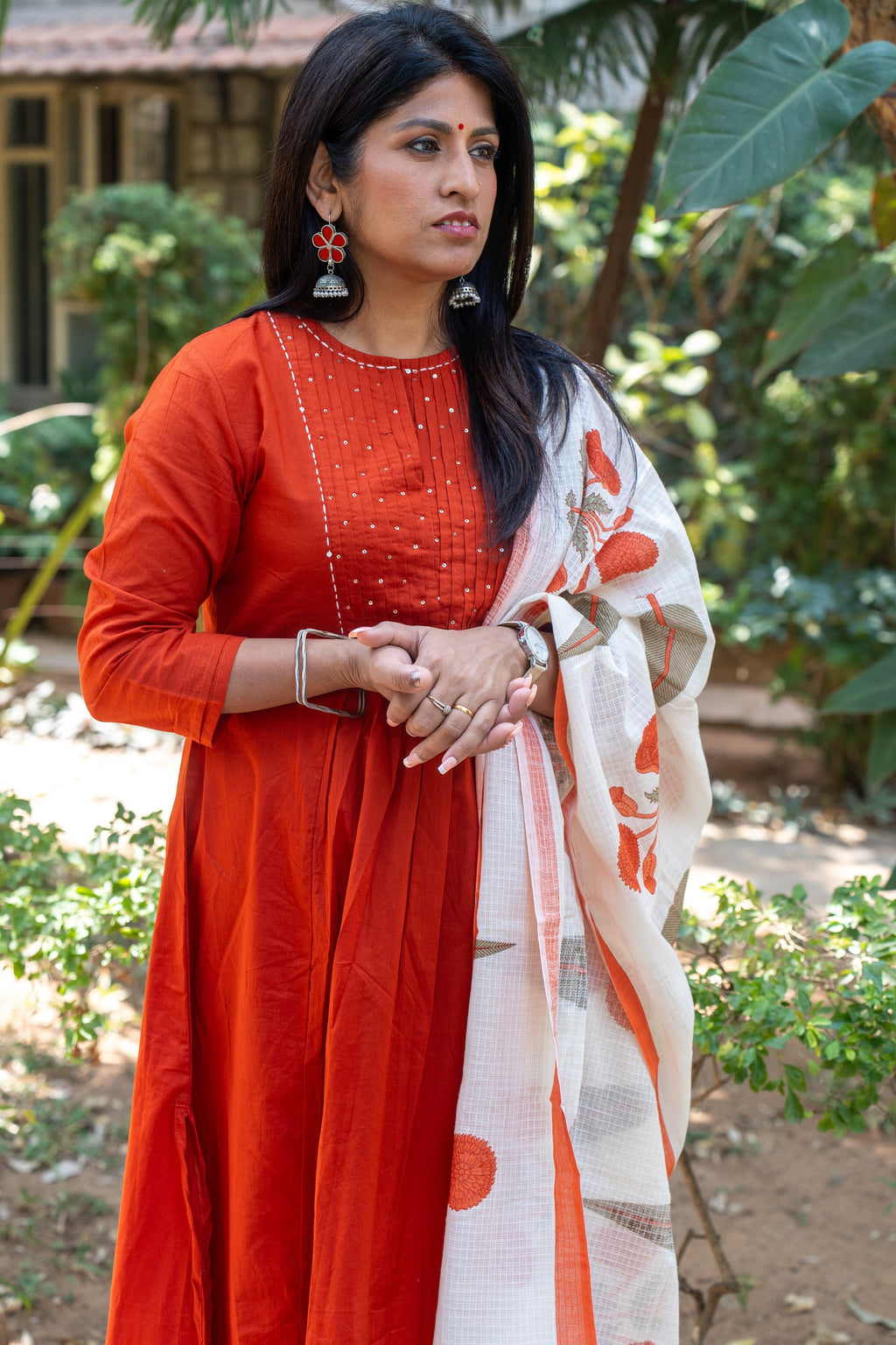 Rozana Suit Set - Rust Orange