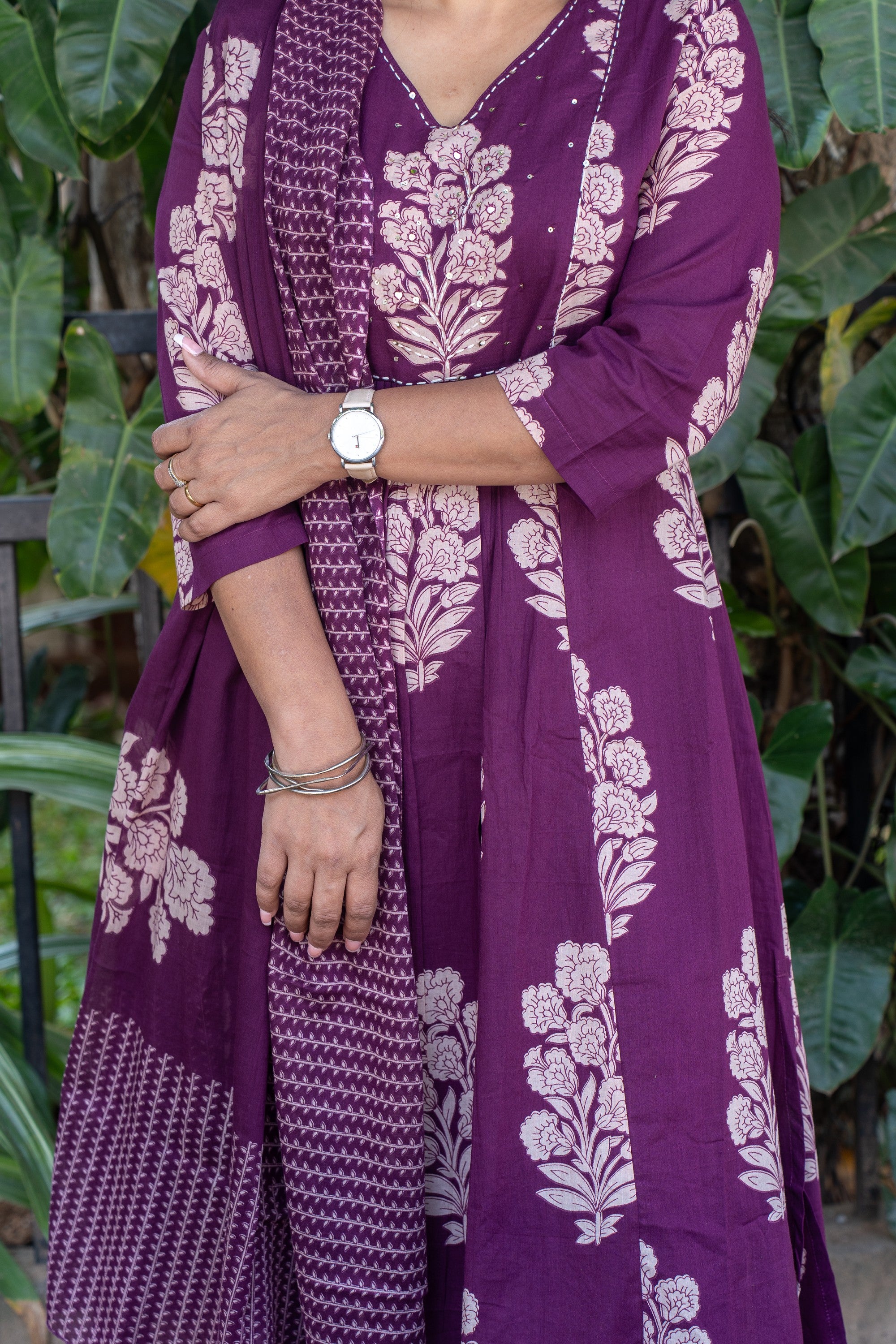 Rozana Suit Set - Plum Purple Pleated