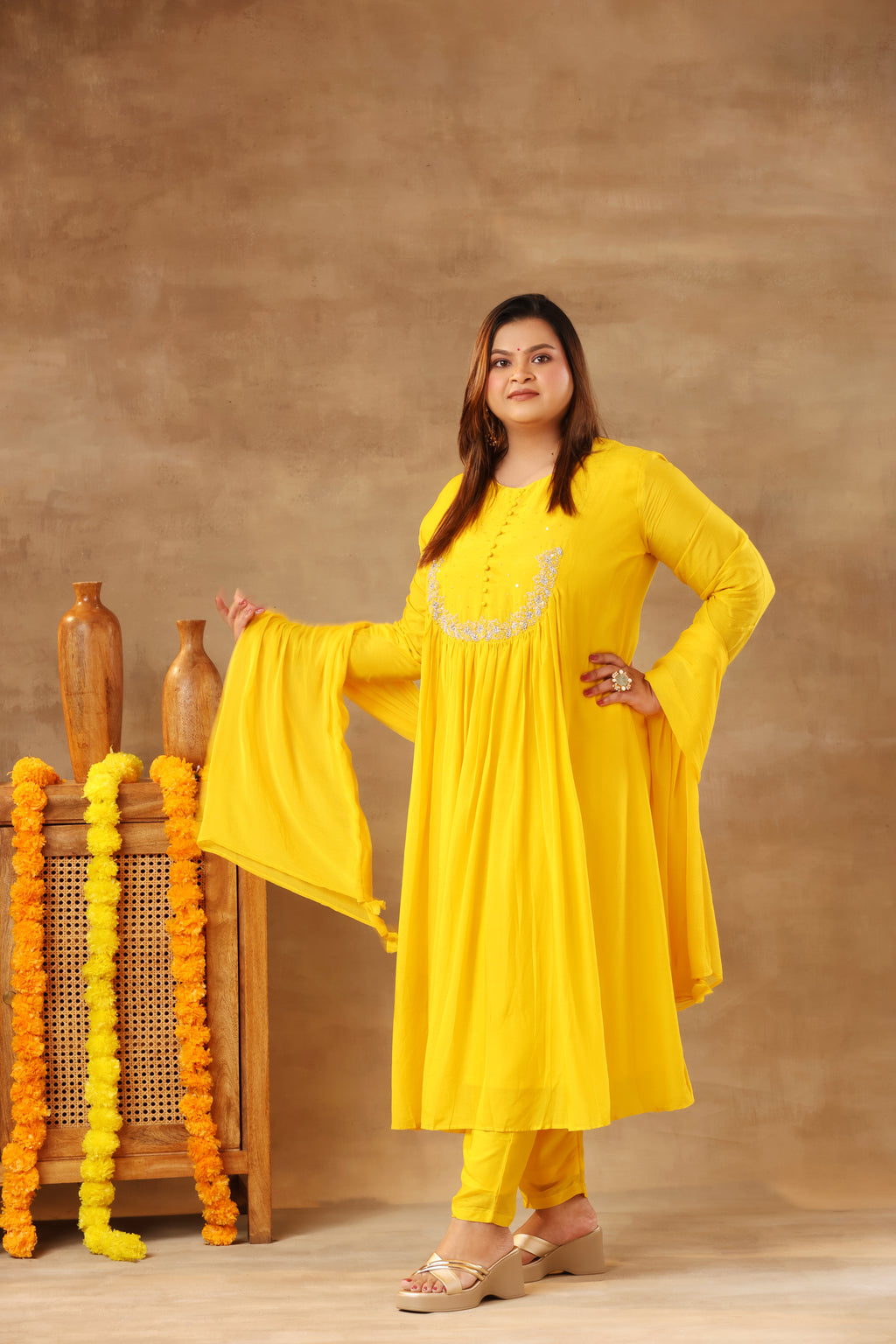 Sitara Suit Set - Yellow Mul