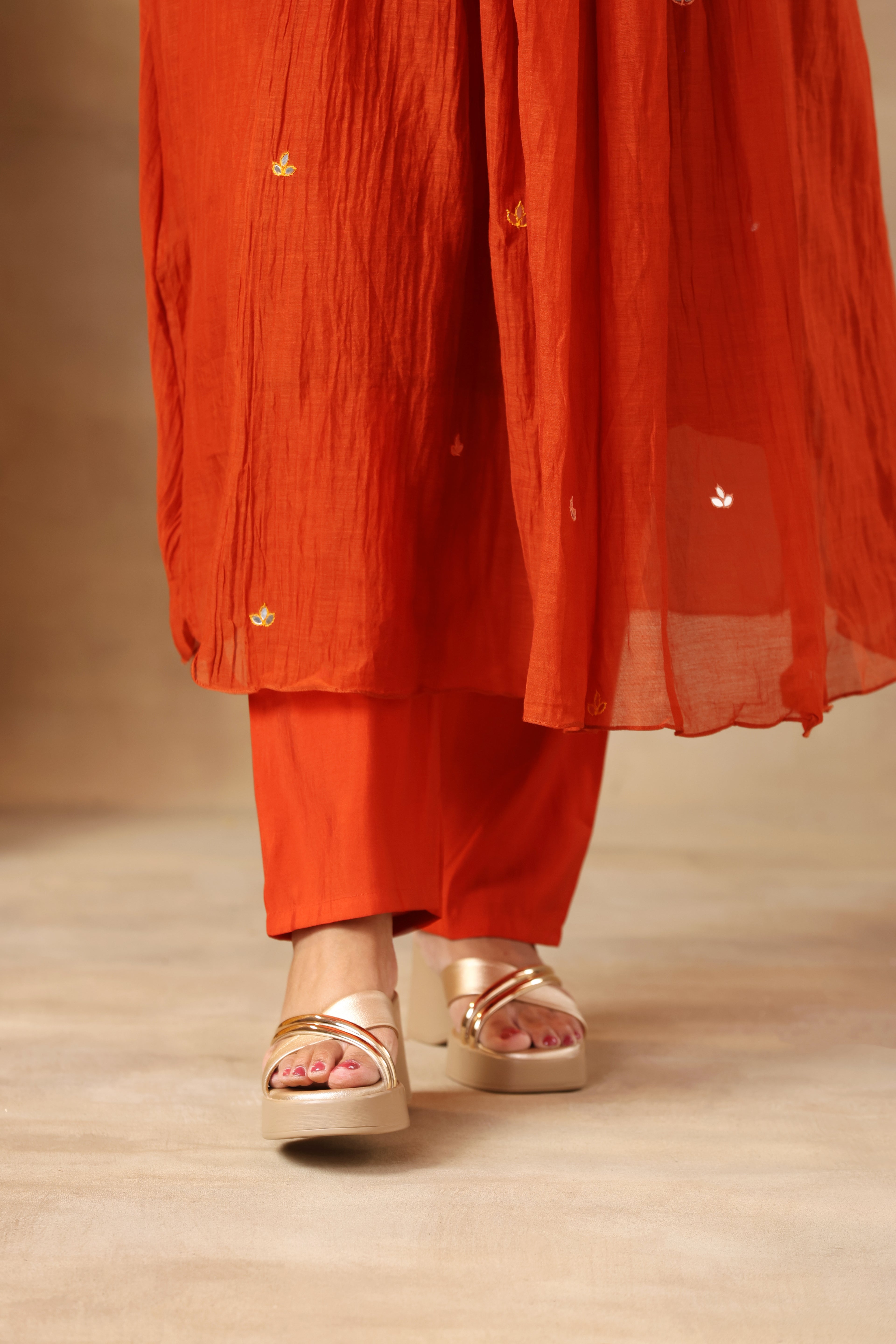 Sitara Suit Set - Chanderi Rust