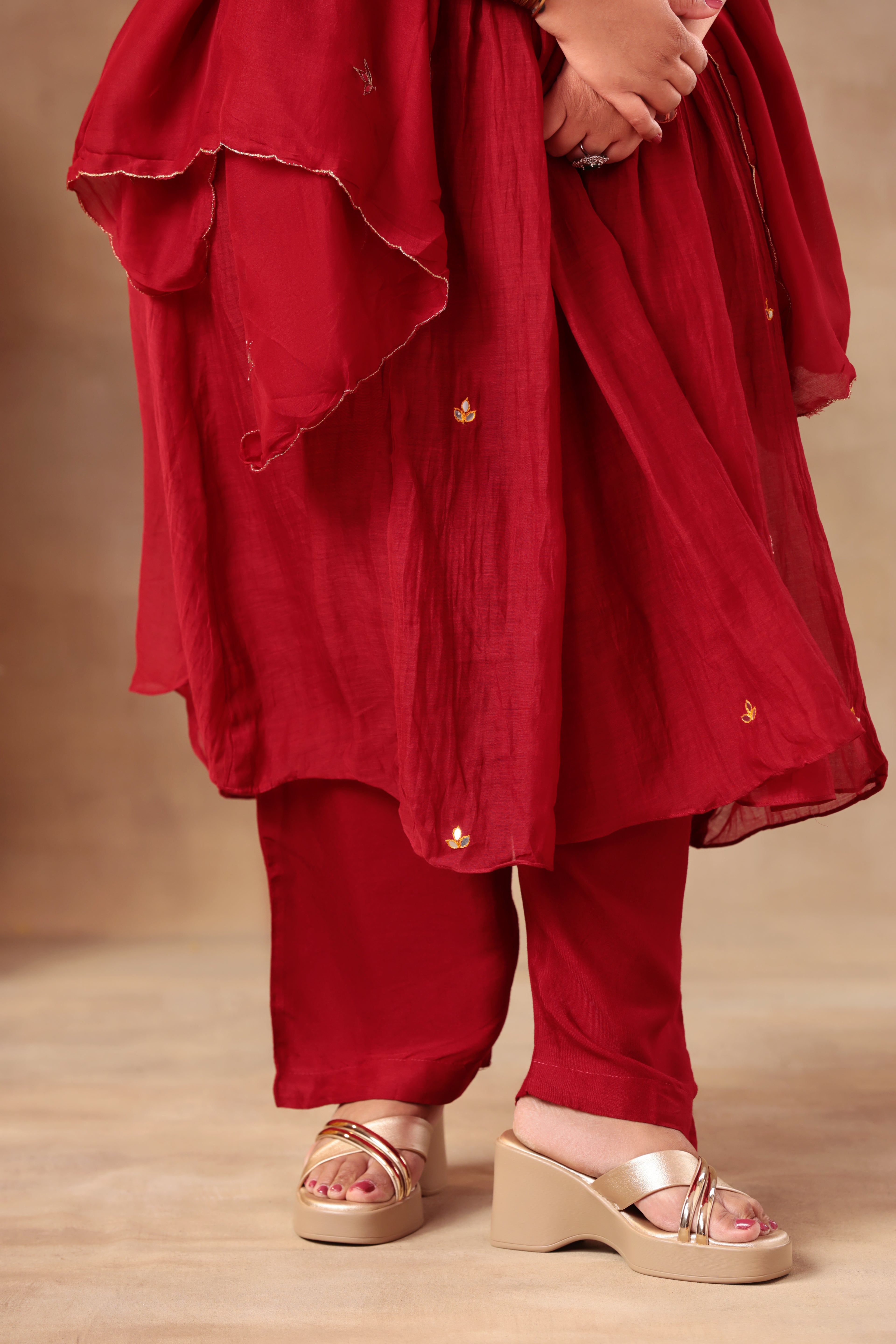 Sitara Suit Set - Chanderi Maroon