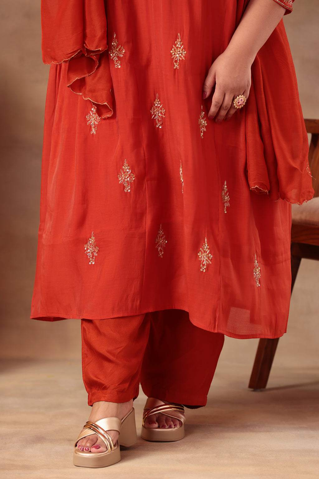 Sitara Suit Set - Chanderi Red