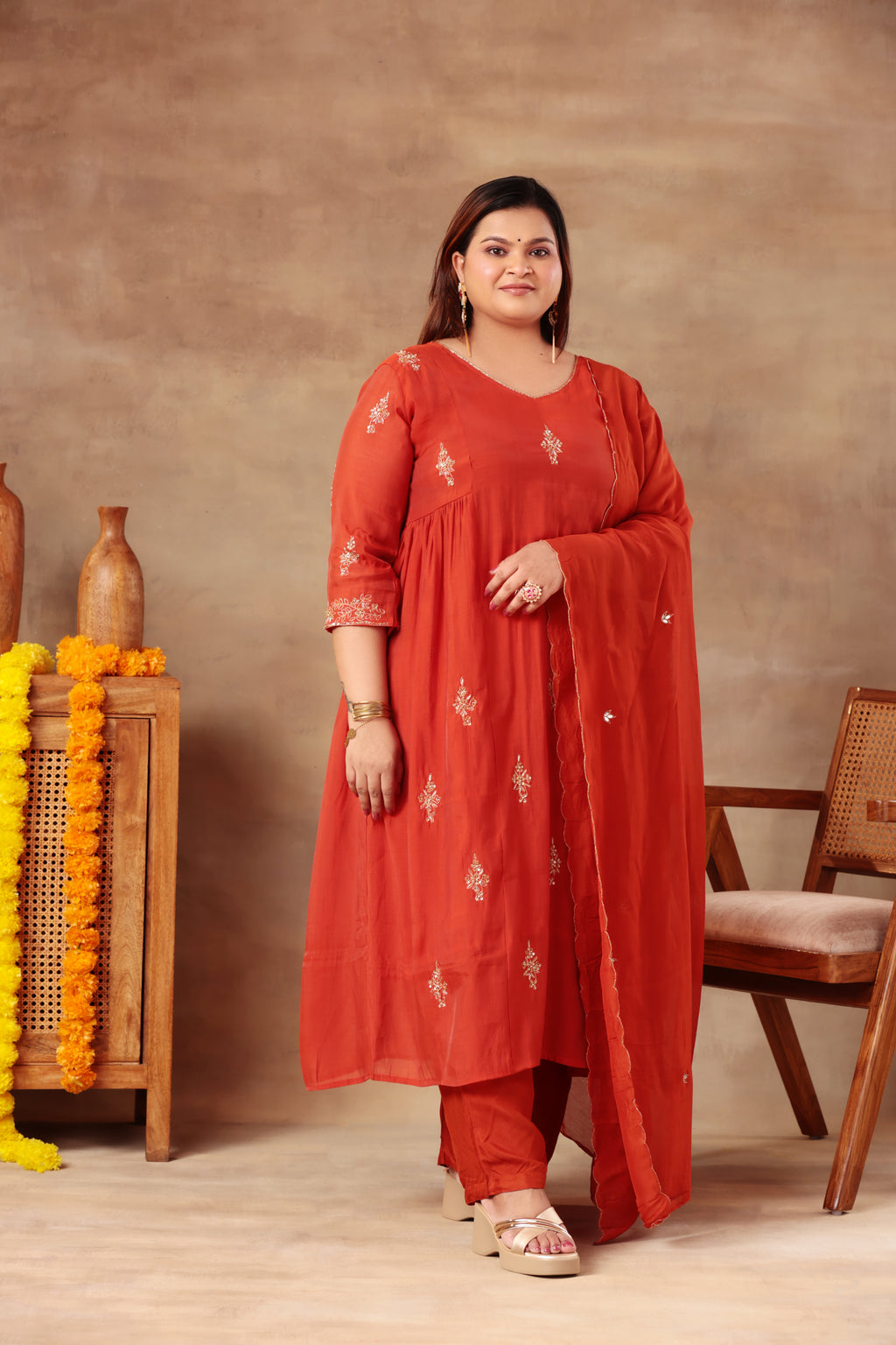 Sitara Suit Set - Chanderi Red