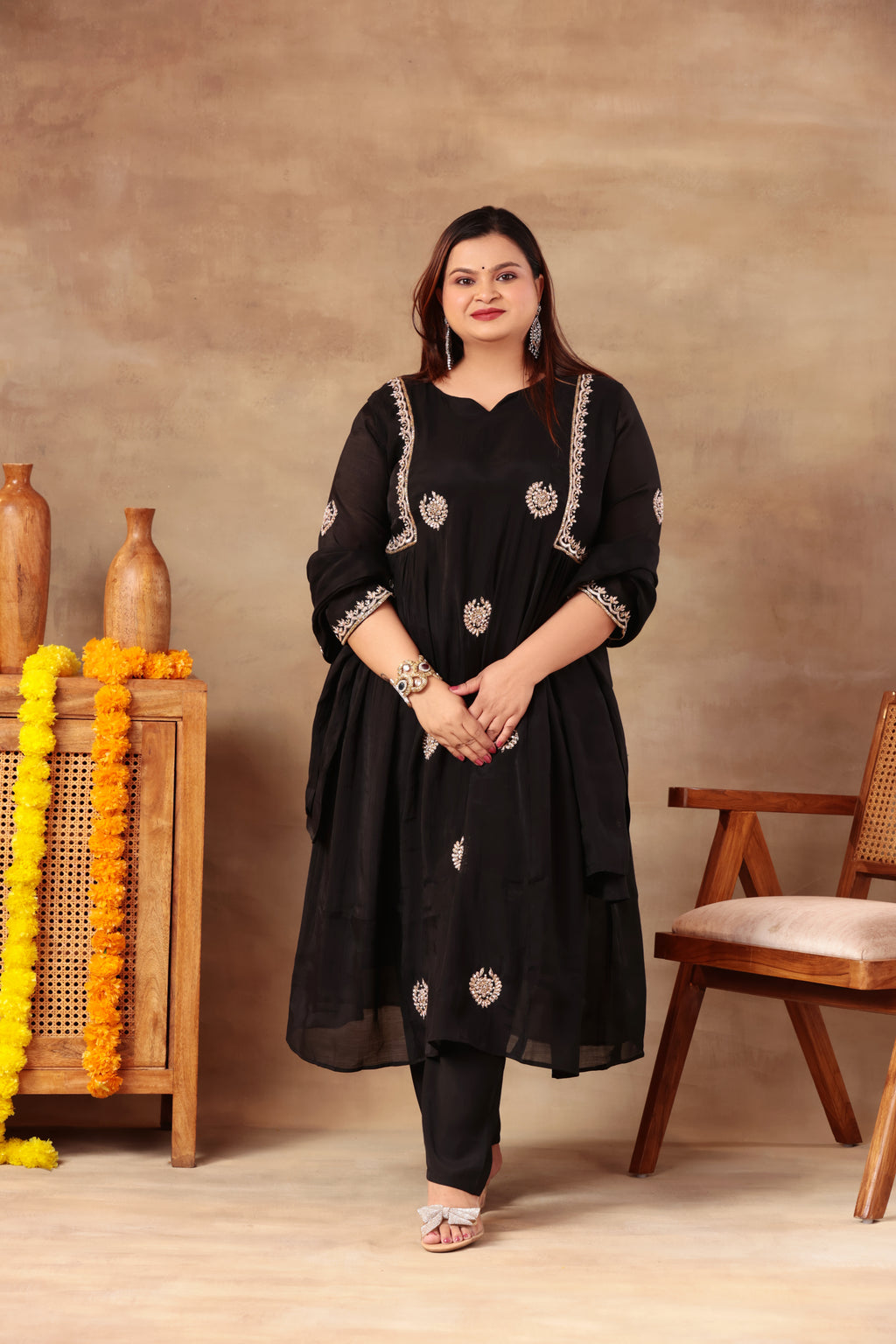 Sitara Suit Set - Black Gold