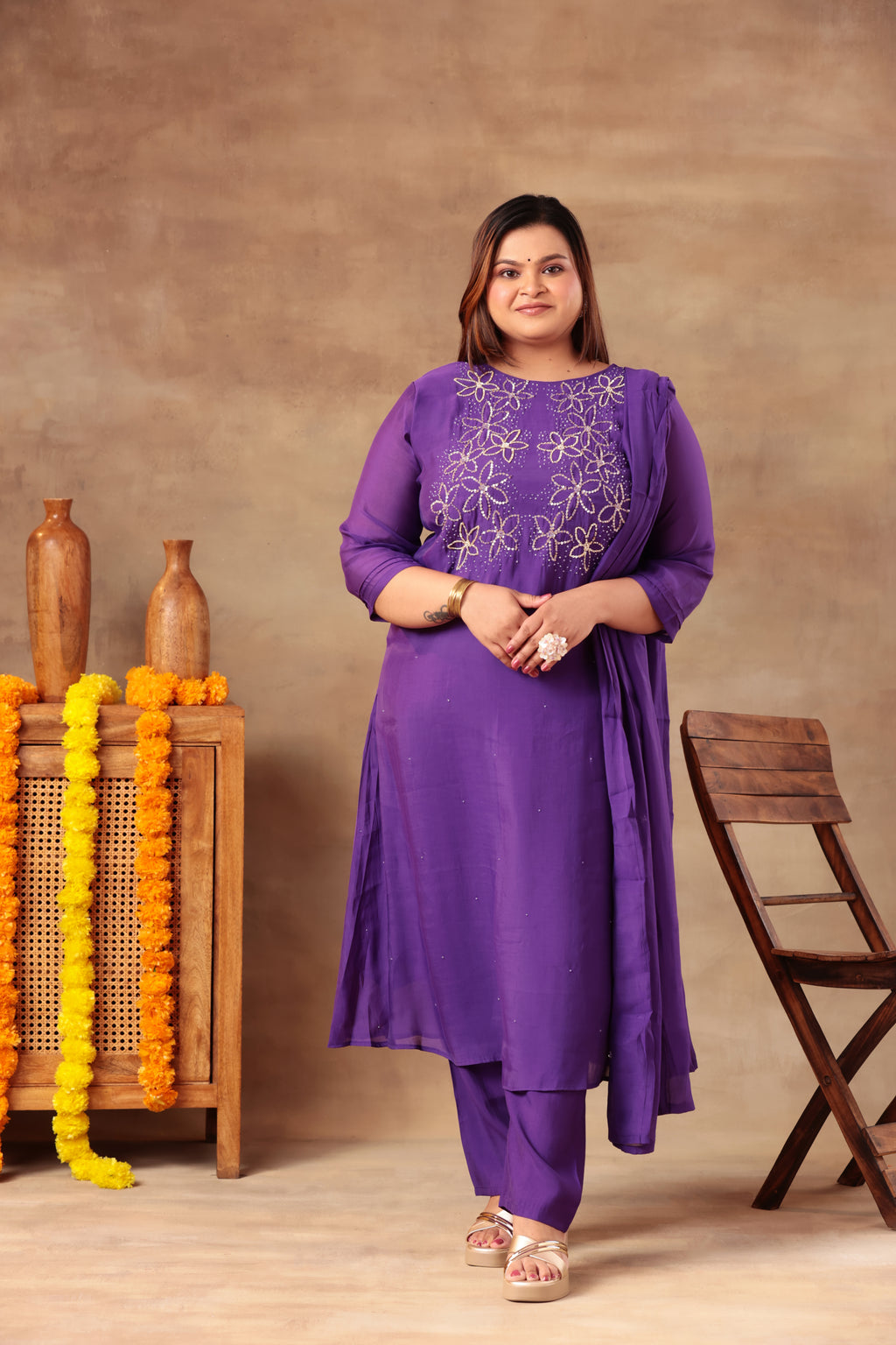 Sitara Suit Set - Chanderi Purple