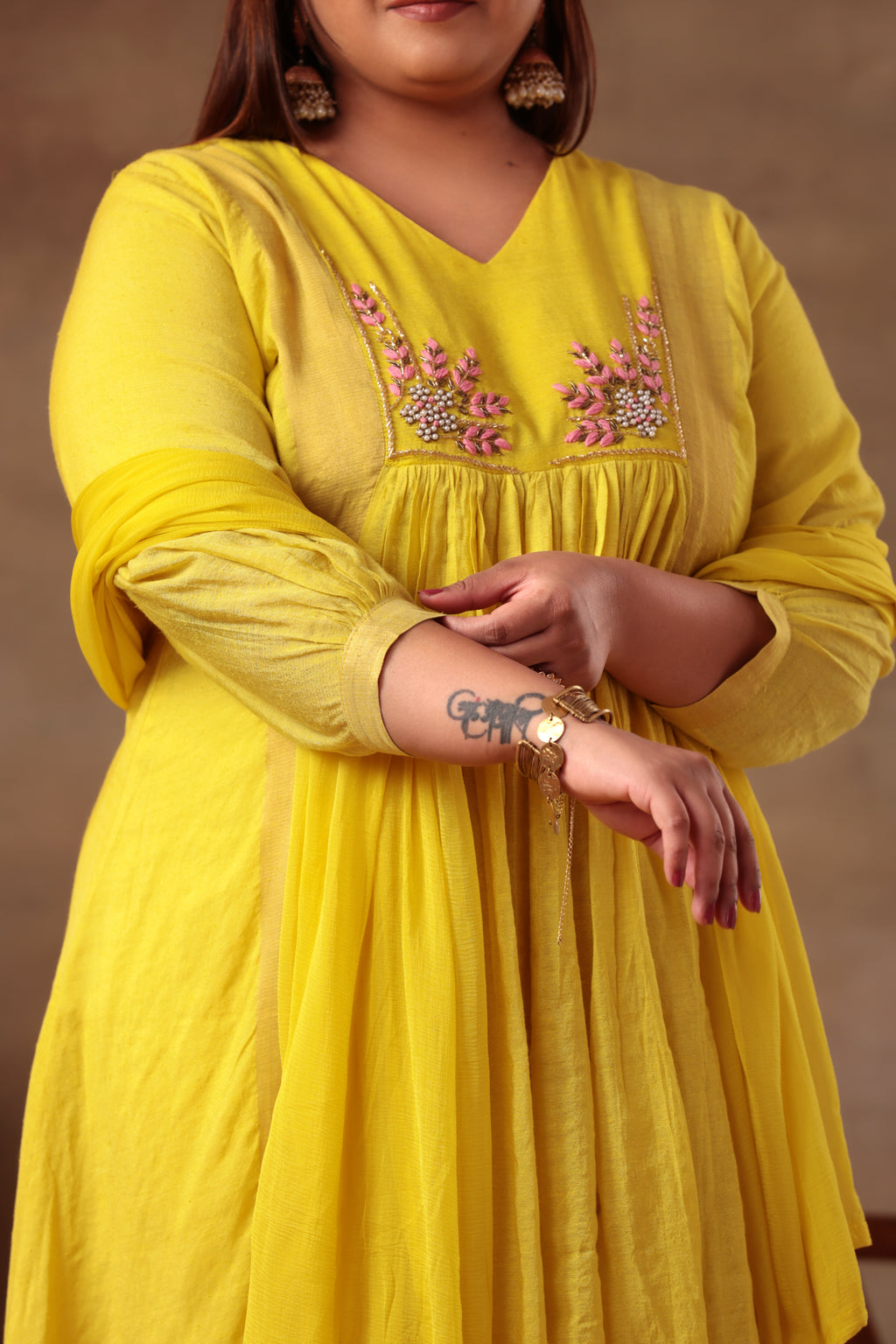 Sitara Suit Set - Yellow Linen