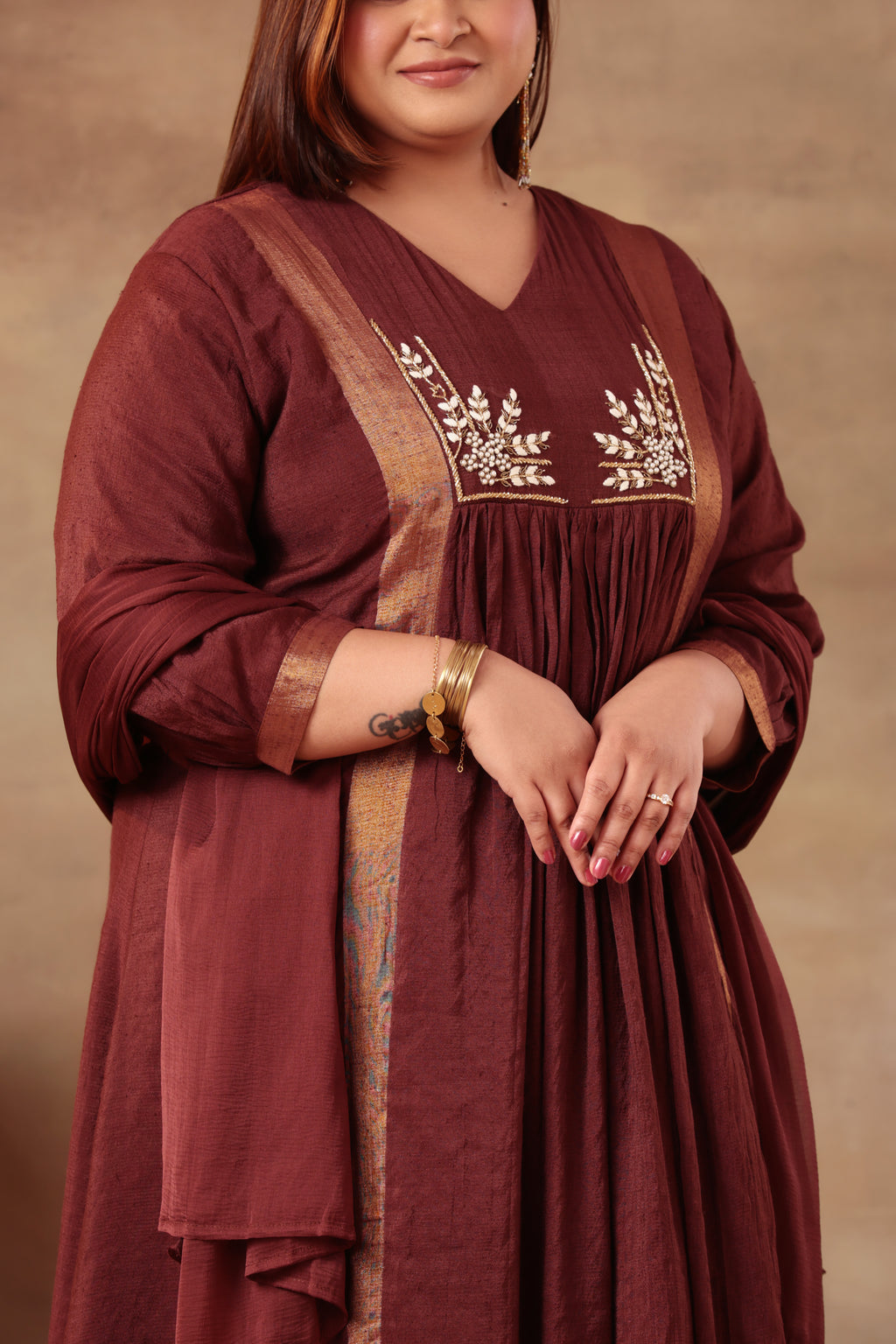 Sitara Suit Set - Brown Linen
