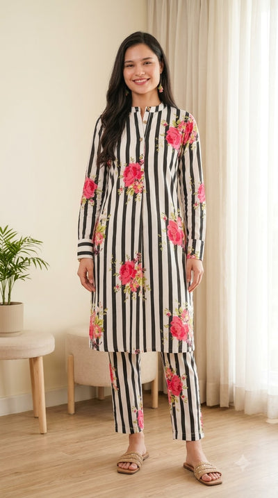 Rozana Co-ord Set - Black Stripe