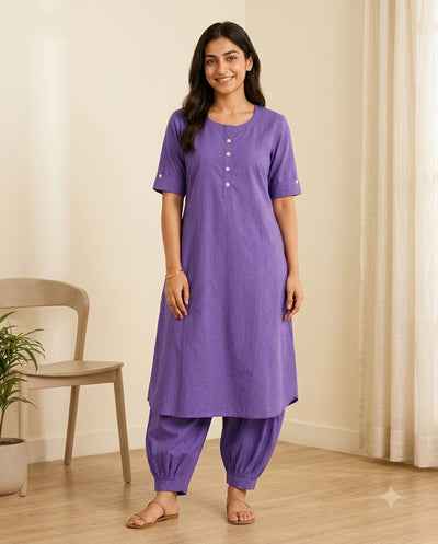 Rozana Co-ord Set - Lavender Solid Colour