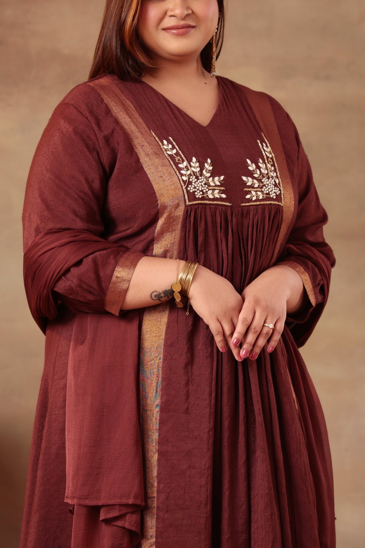 Sitara Suit Set - Brown Linen
