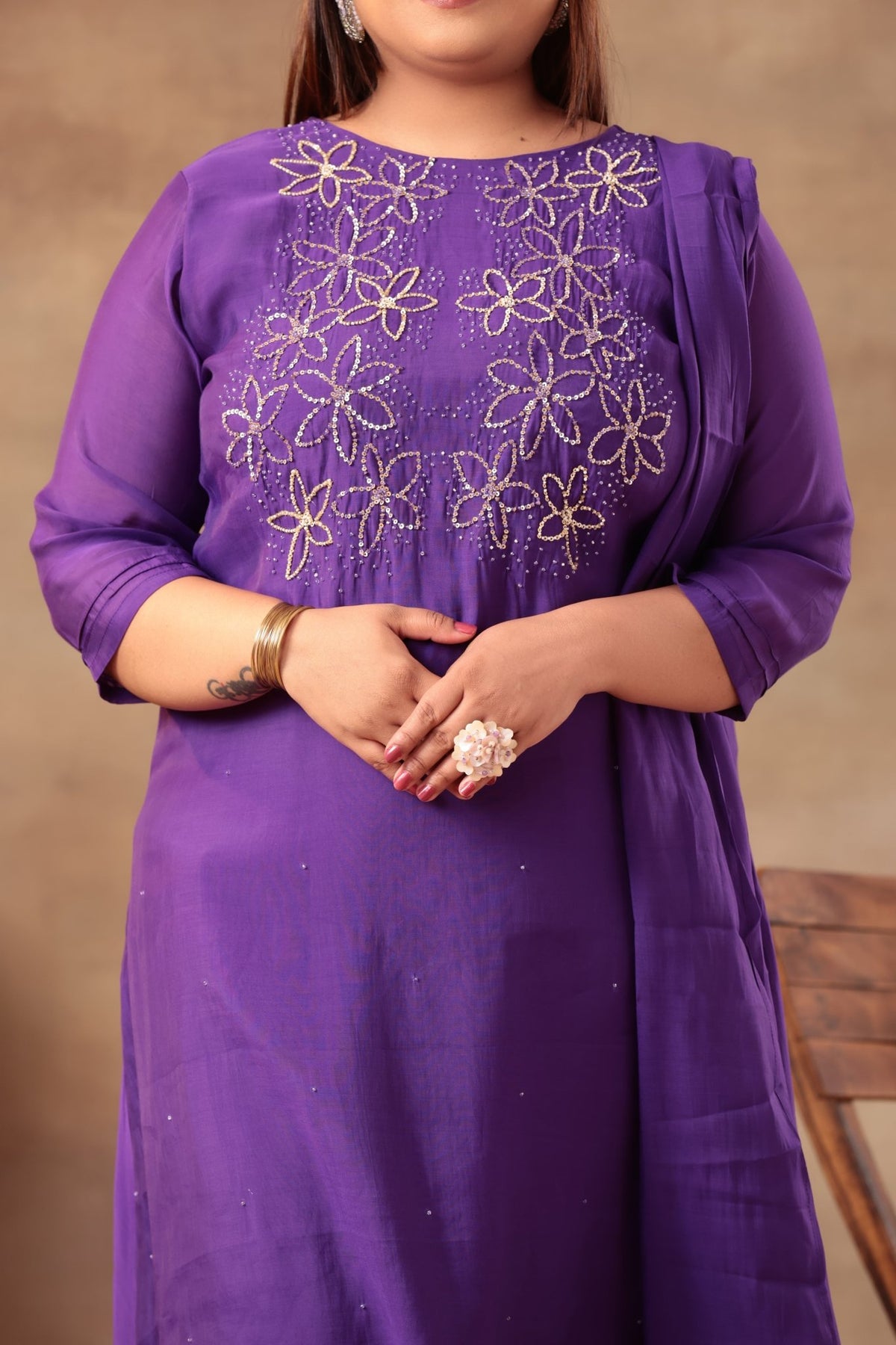 Sitara Suit Set - Chanderi Purple