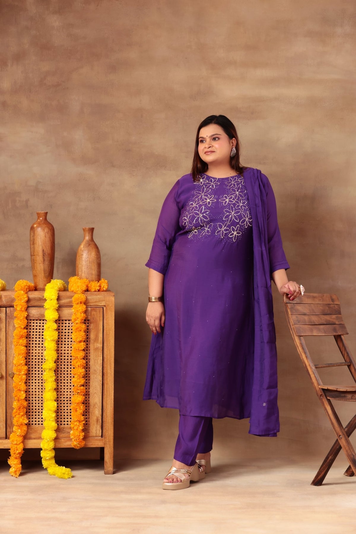 Sitara Suit Set - Chanderi Purple